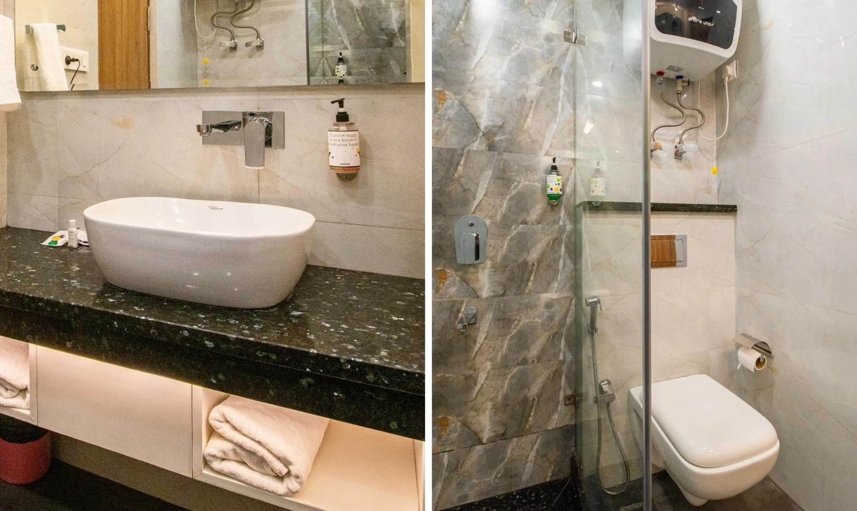 Bathroom in Treebo Varuna With Mountain View