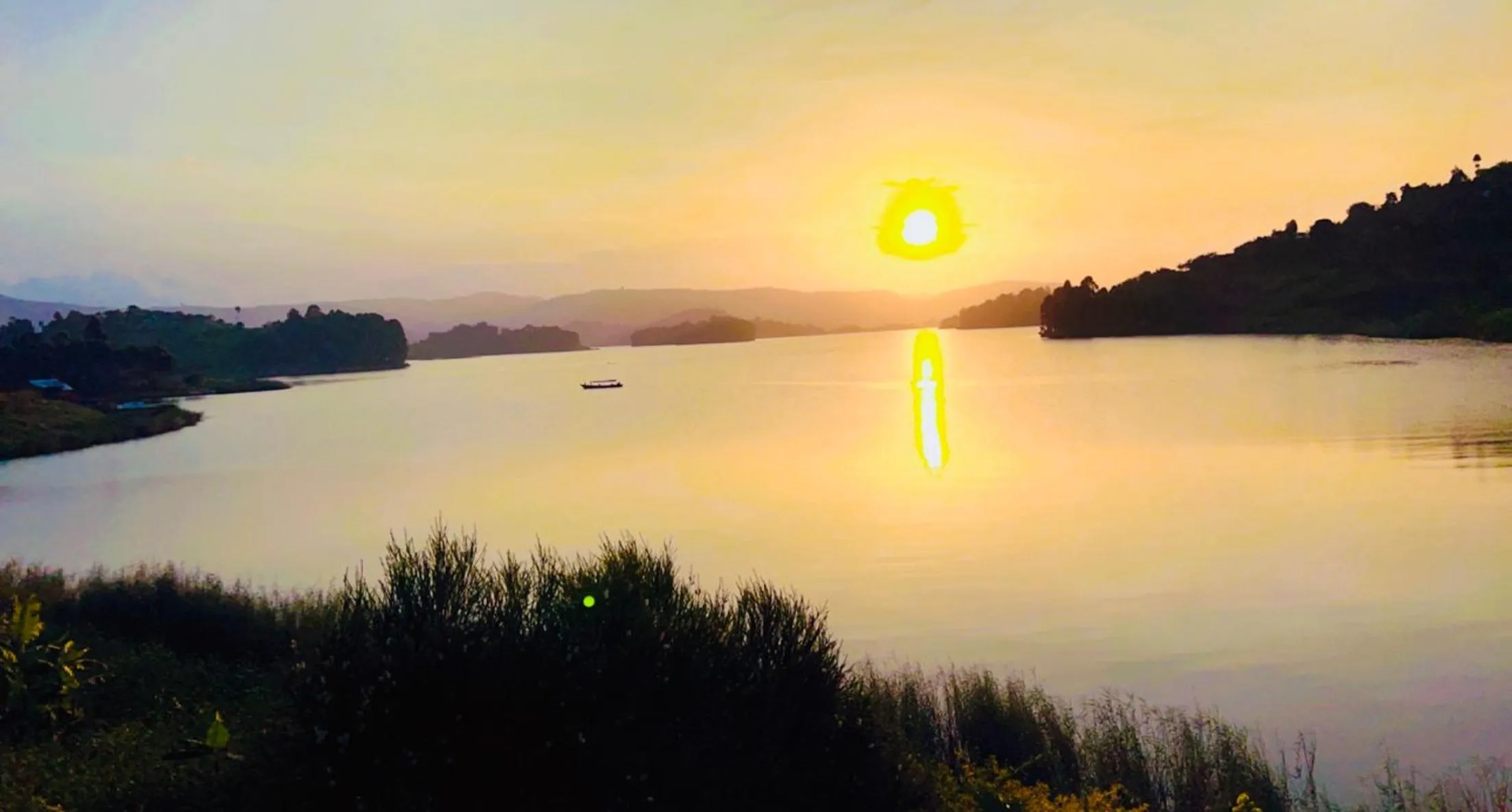 Sunset in Lake Bunyonyi Rock Resort