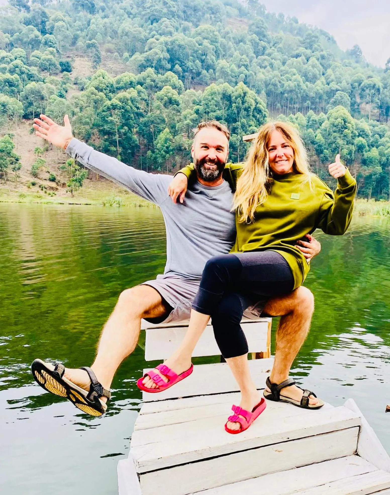 Guests in Lake Bunyonyi Rock Resort