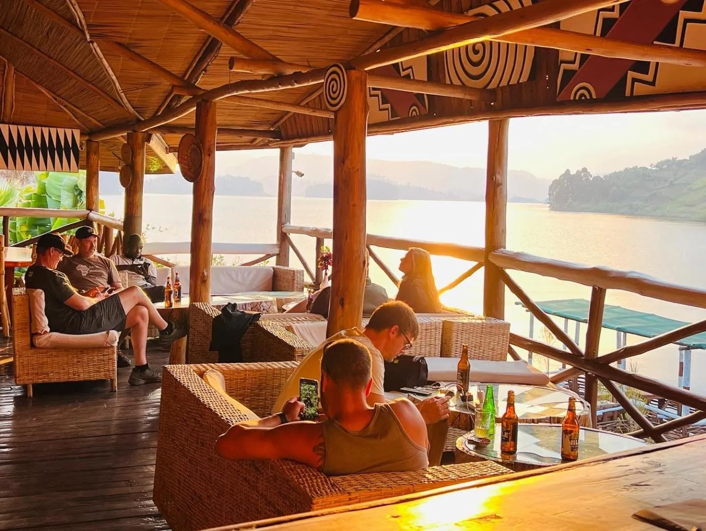 Sunset in Lake Bunyonyi Rock Resort