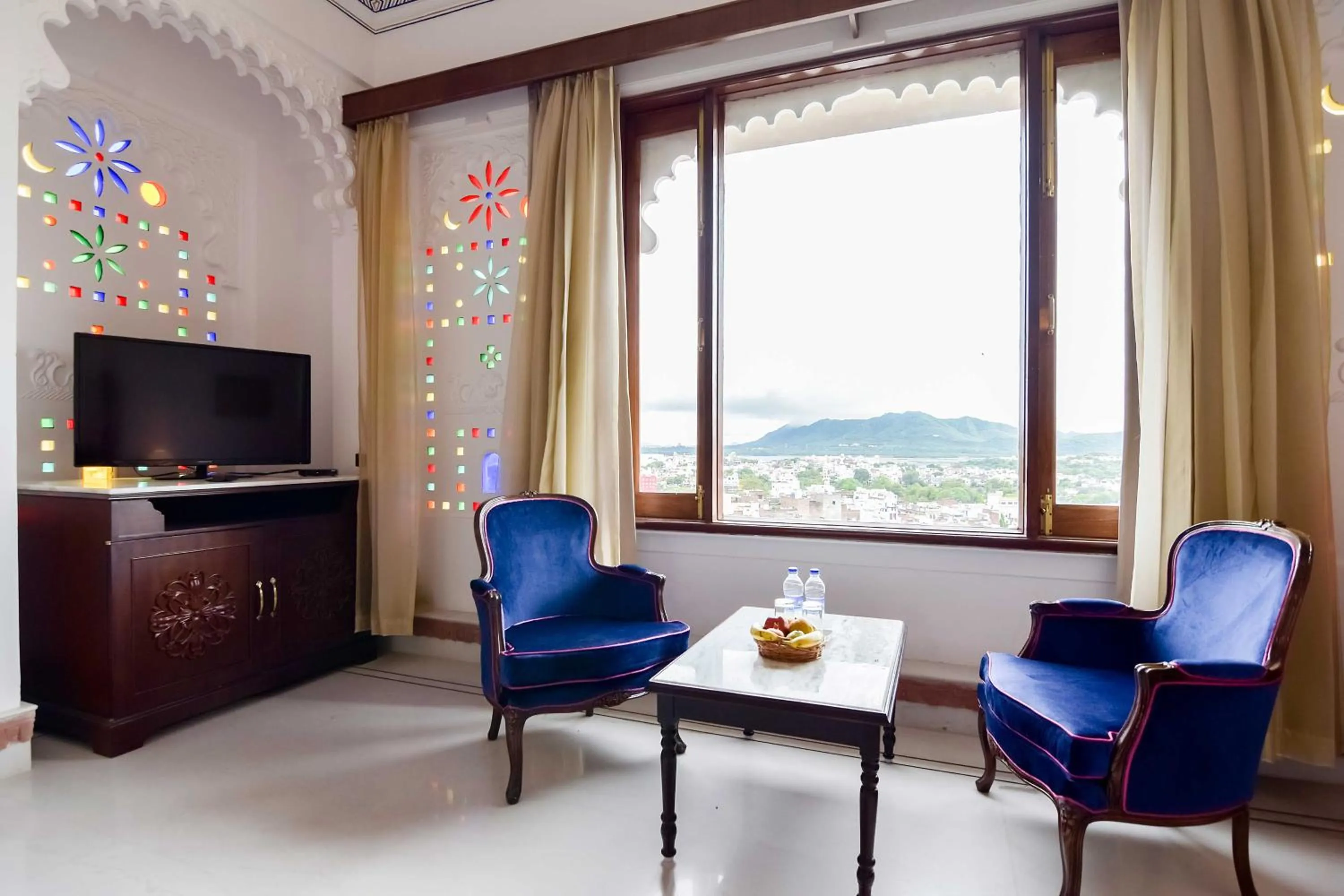 Seating area in Hotel Raj Kuber