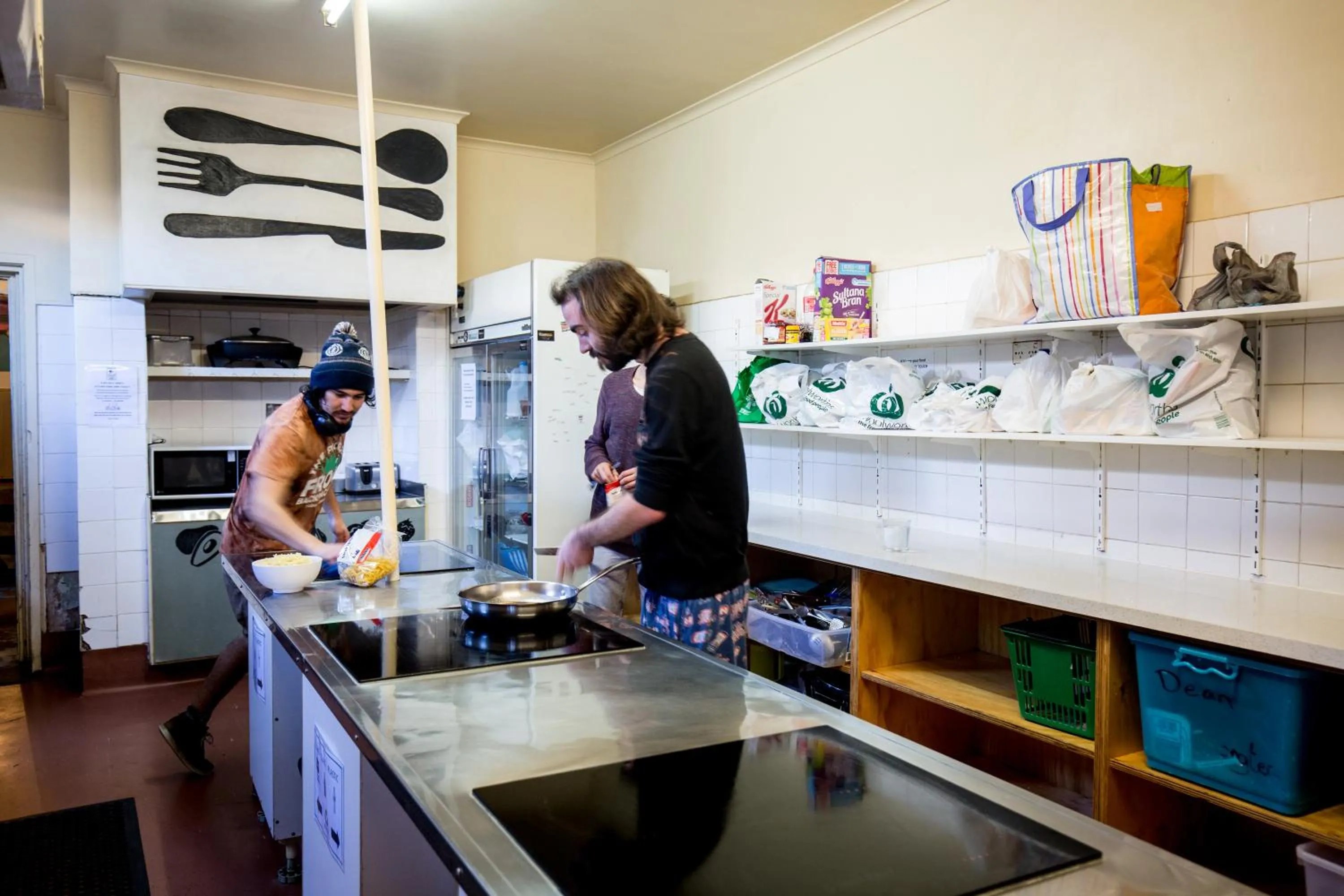 Communal kitchen in The Pickled Frog
