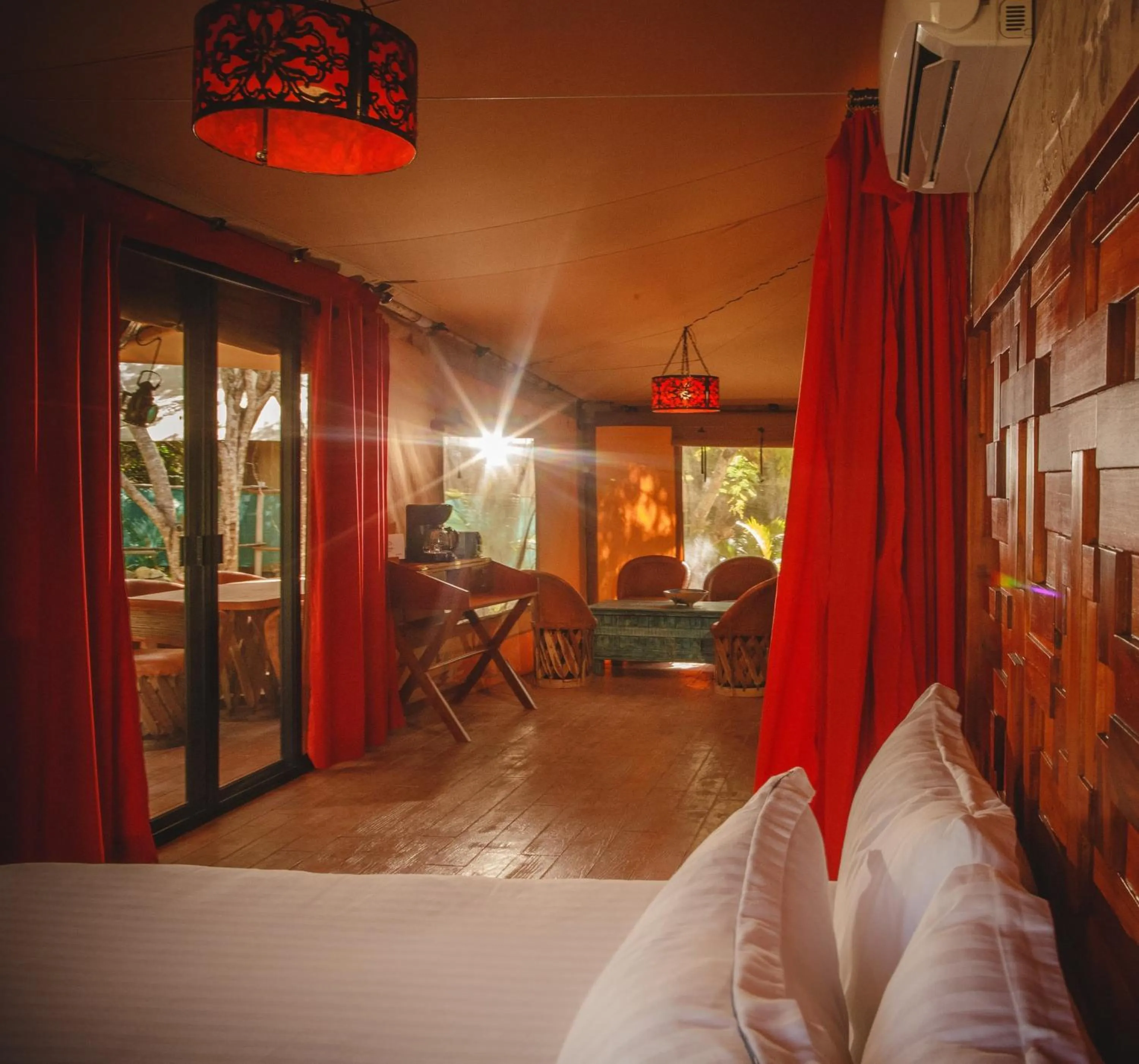 Living room, Bed in Serenity Authentic Glamping Tulum