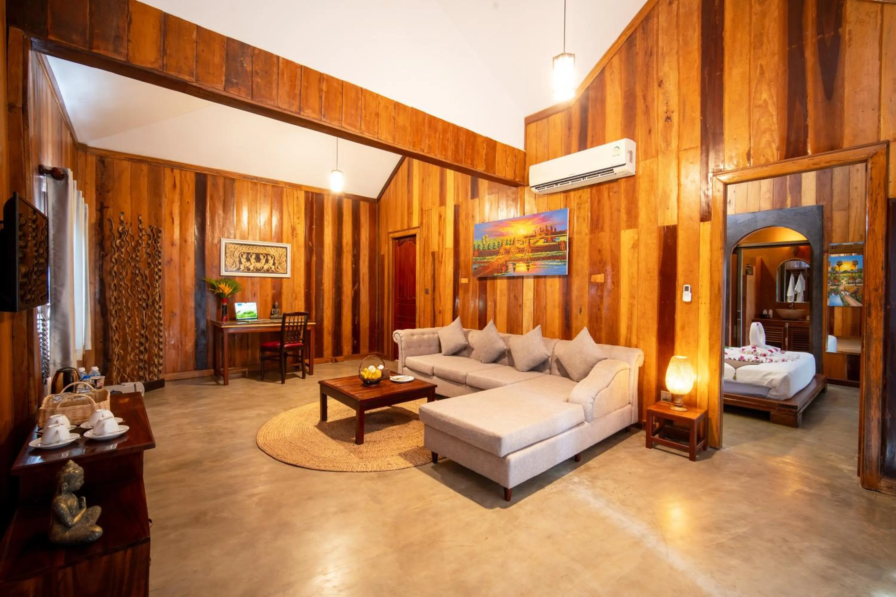 Living room, Bed in Authentic Khmer Village Resort