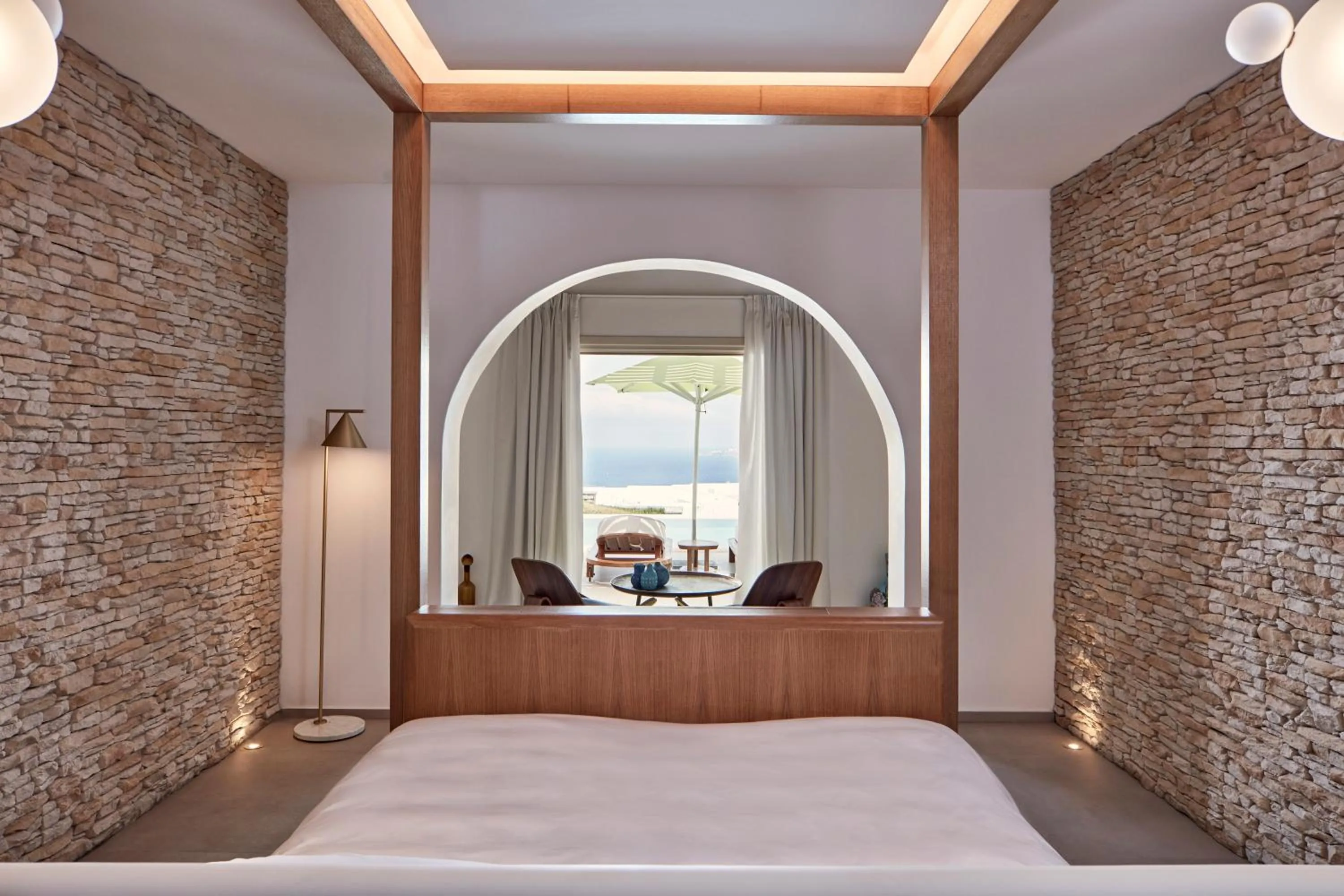 Bedroom, Bed in Myconian Naia - Preferred Hotels & Resorts