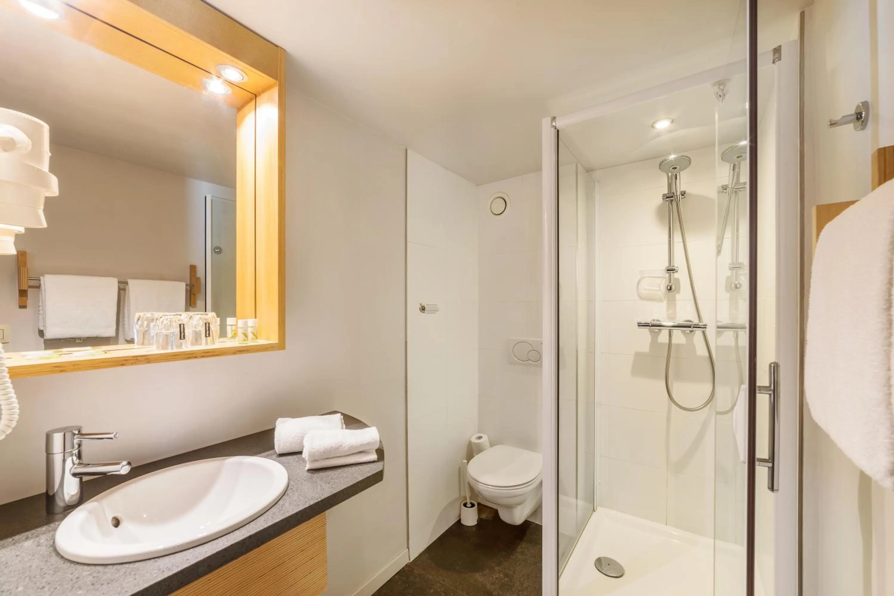 Shower in Hôtel Val de Poix- Logis Hôtel Restaurant