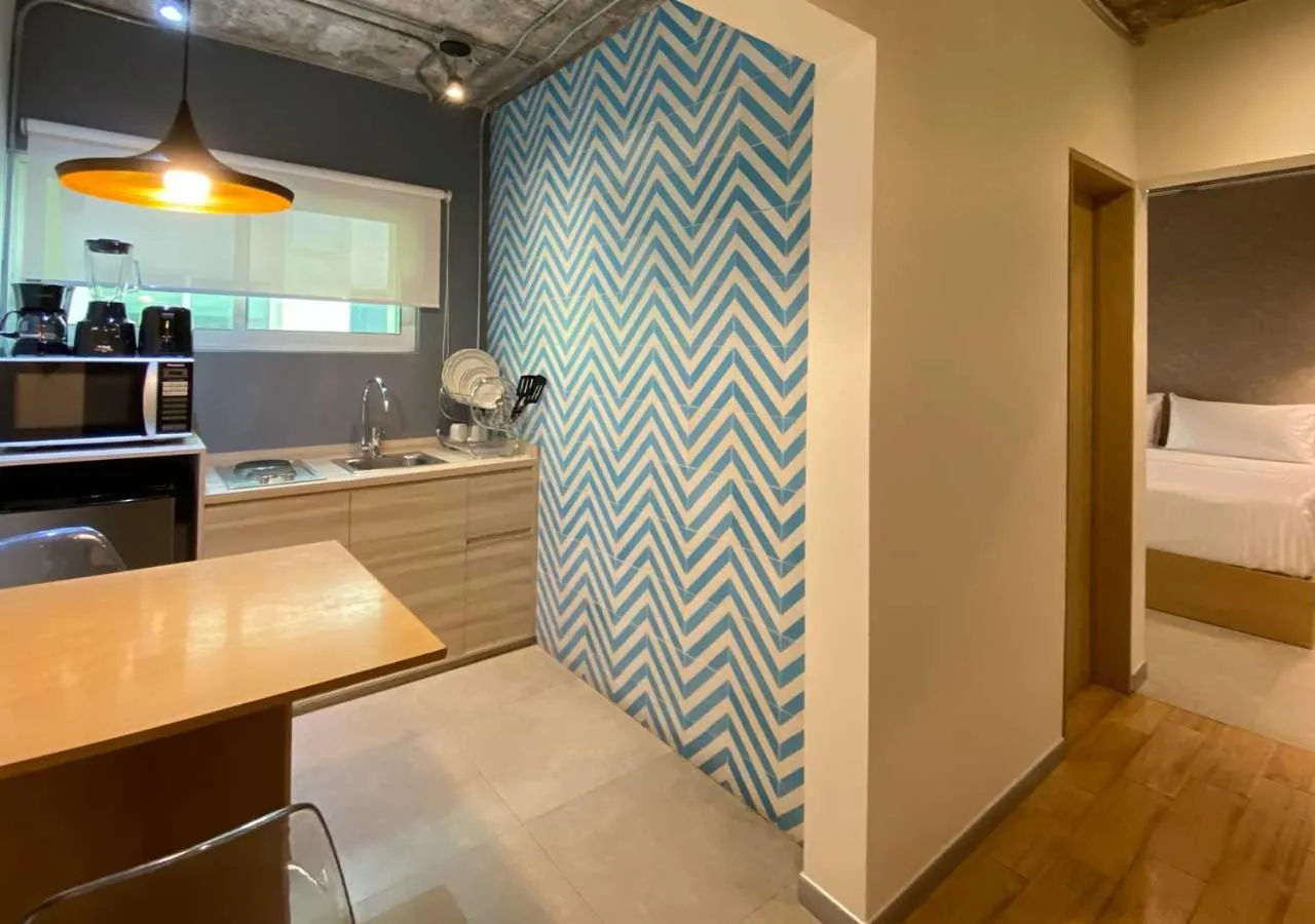 Kitchen or kitchenette, Bed in Estancias VIVE MX wtc
