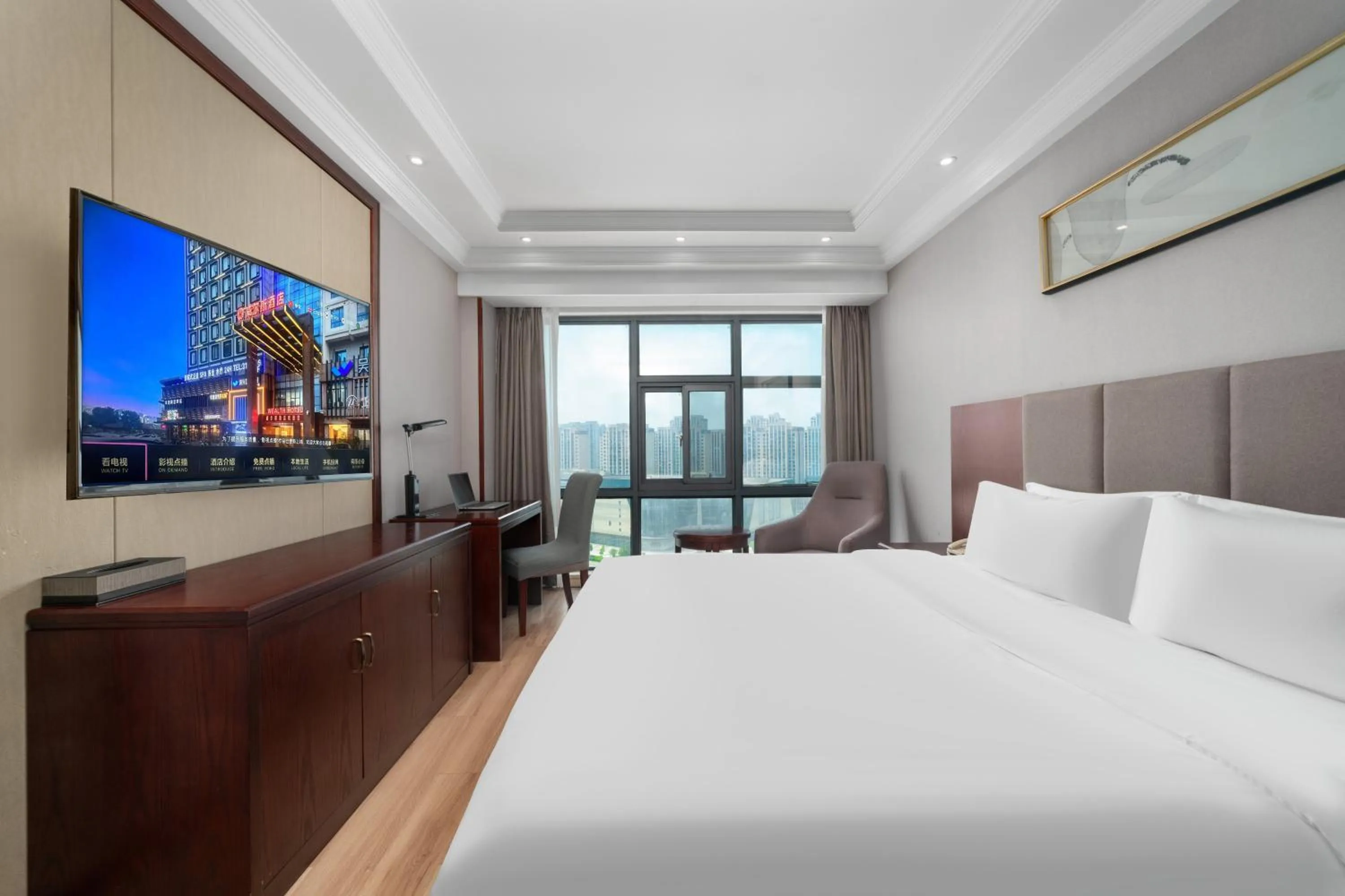 Bed in Huzhou Wealth Hotel