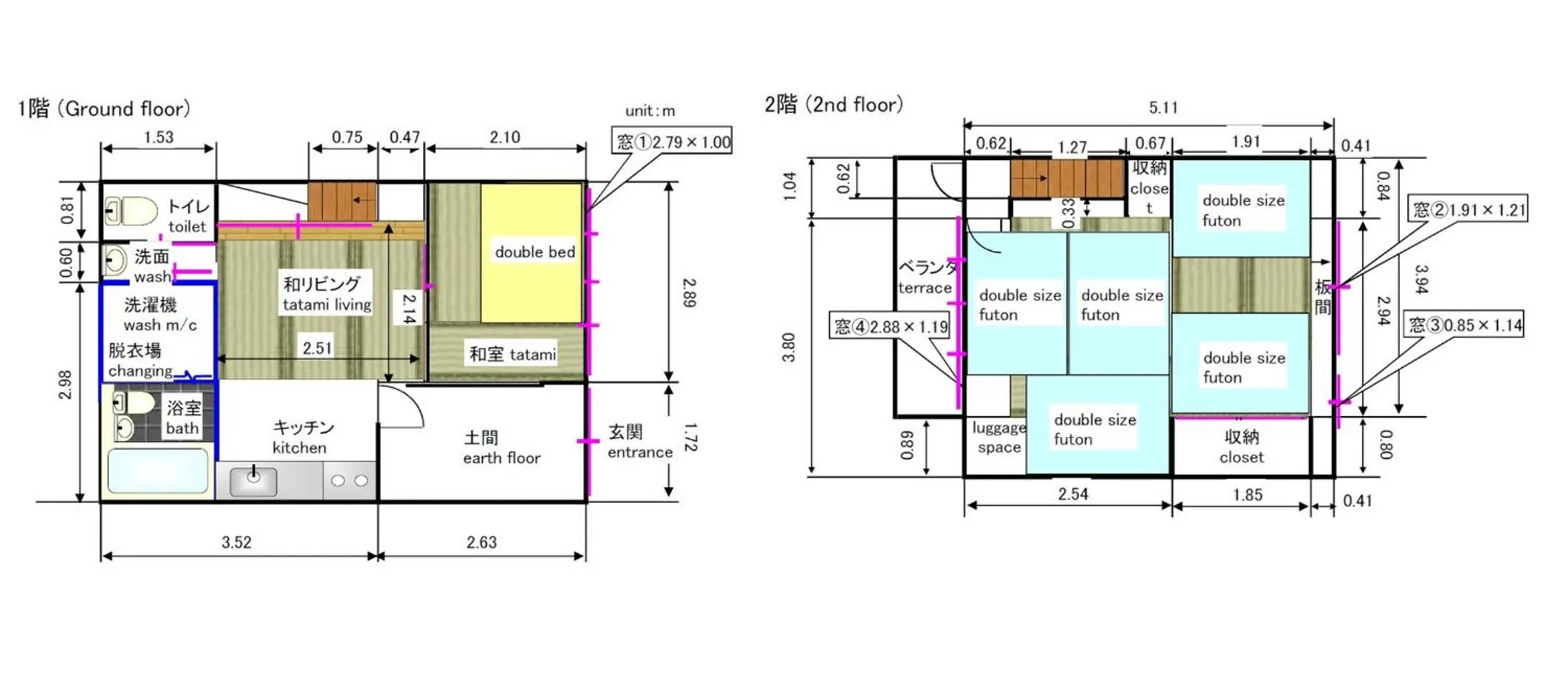 Floor plan in Oyado Sanjo Machiya