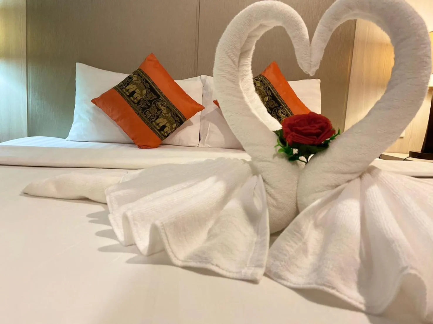 Decorative detail, Bed in A Plus Deluxe Hotel