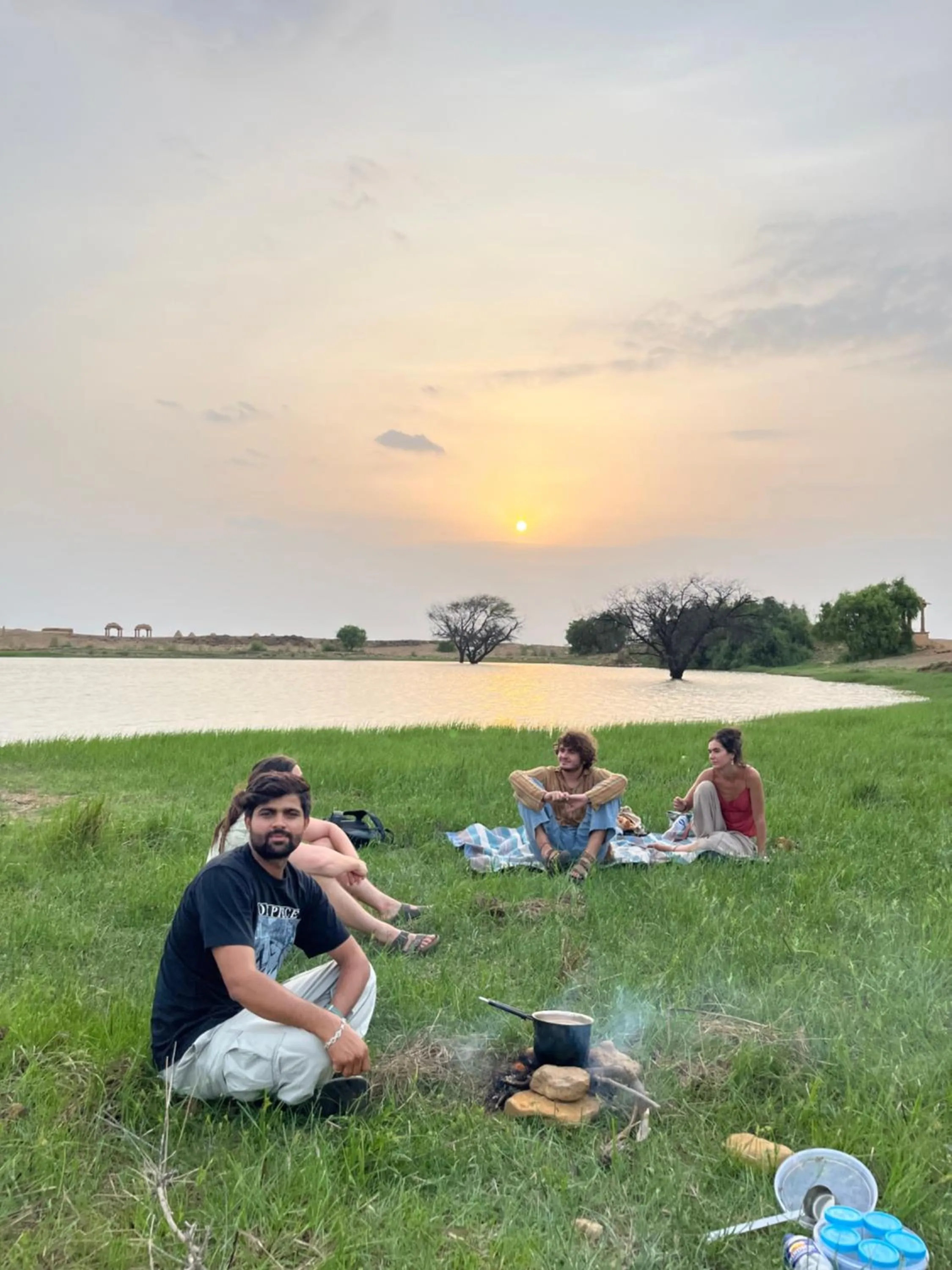 Lake view in Jaisalmer Hostel Crowd
