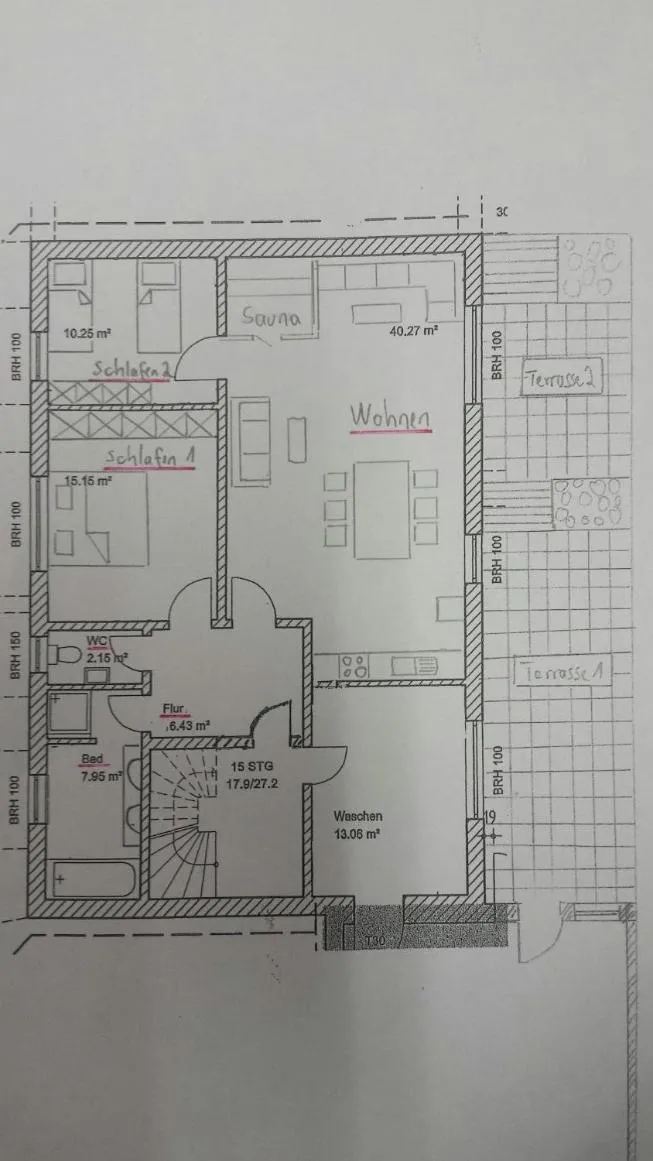 Floor plan in Ferienwohnung JaRa 1 mit Sauna