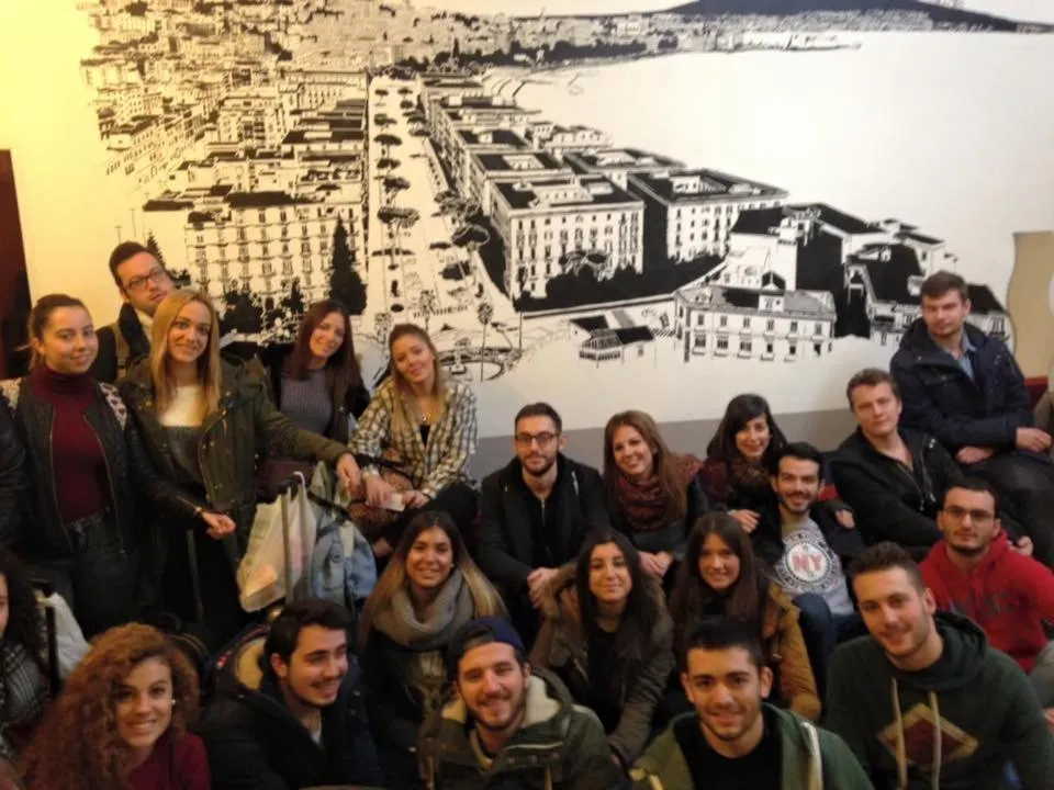 group of guests in Naples Pizza Hostel