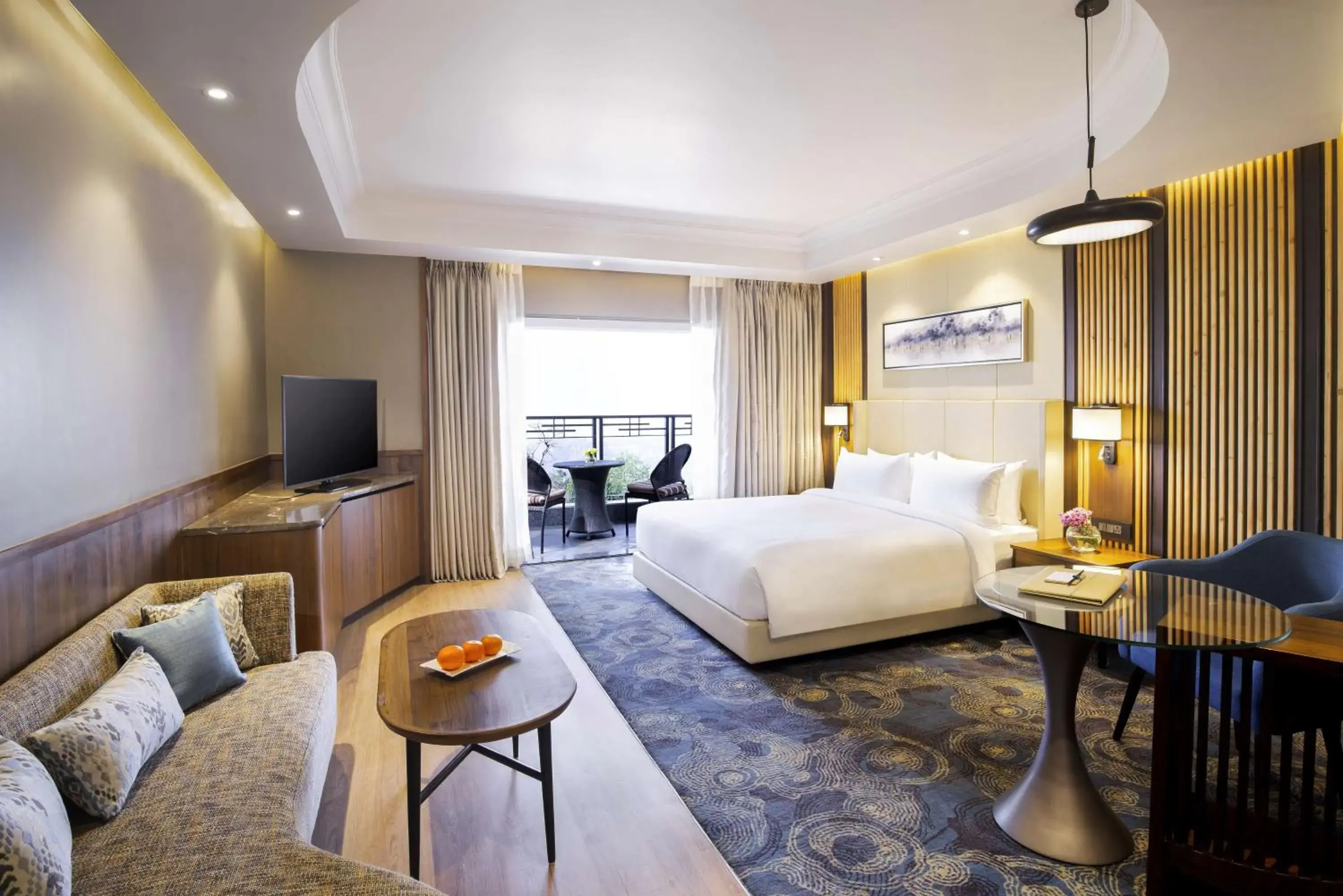 Balcony/Terrace, Bed in Radisson Blu Resort Dharamshala Balcony/Terrace, Bed in Radisson Blu Resort Dharamshala