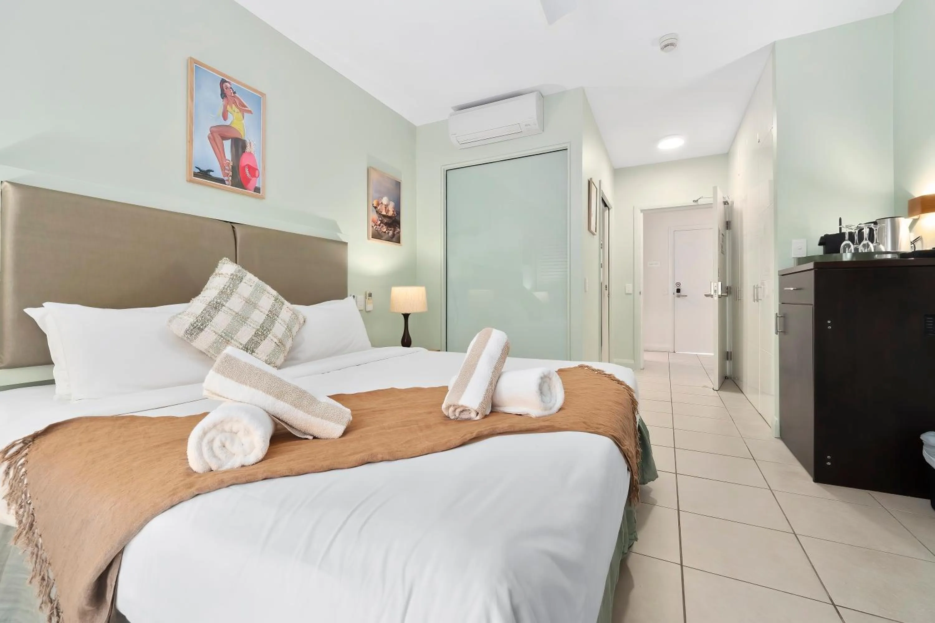 Bed in Elysium Private Apartments at Beach Club & Spa