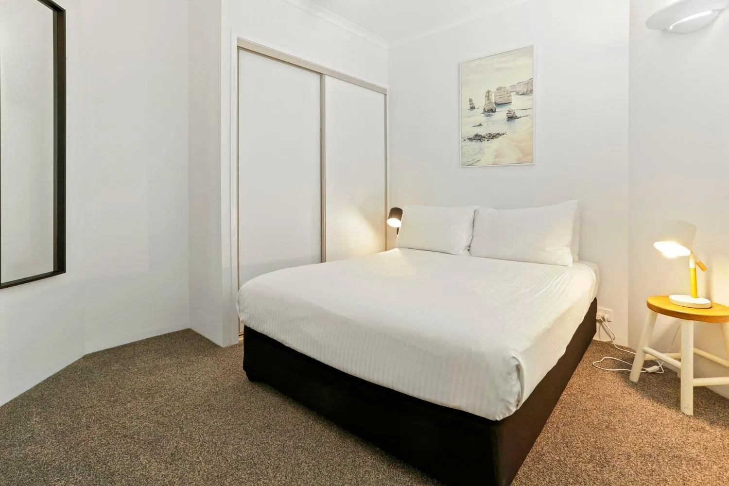 Bedroom, Bed in Sun, sand, and surf, Sunrise Beach