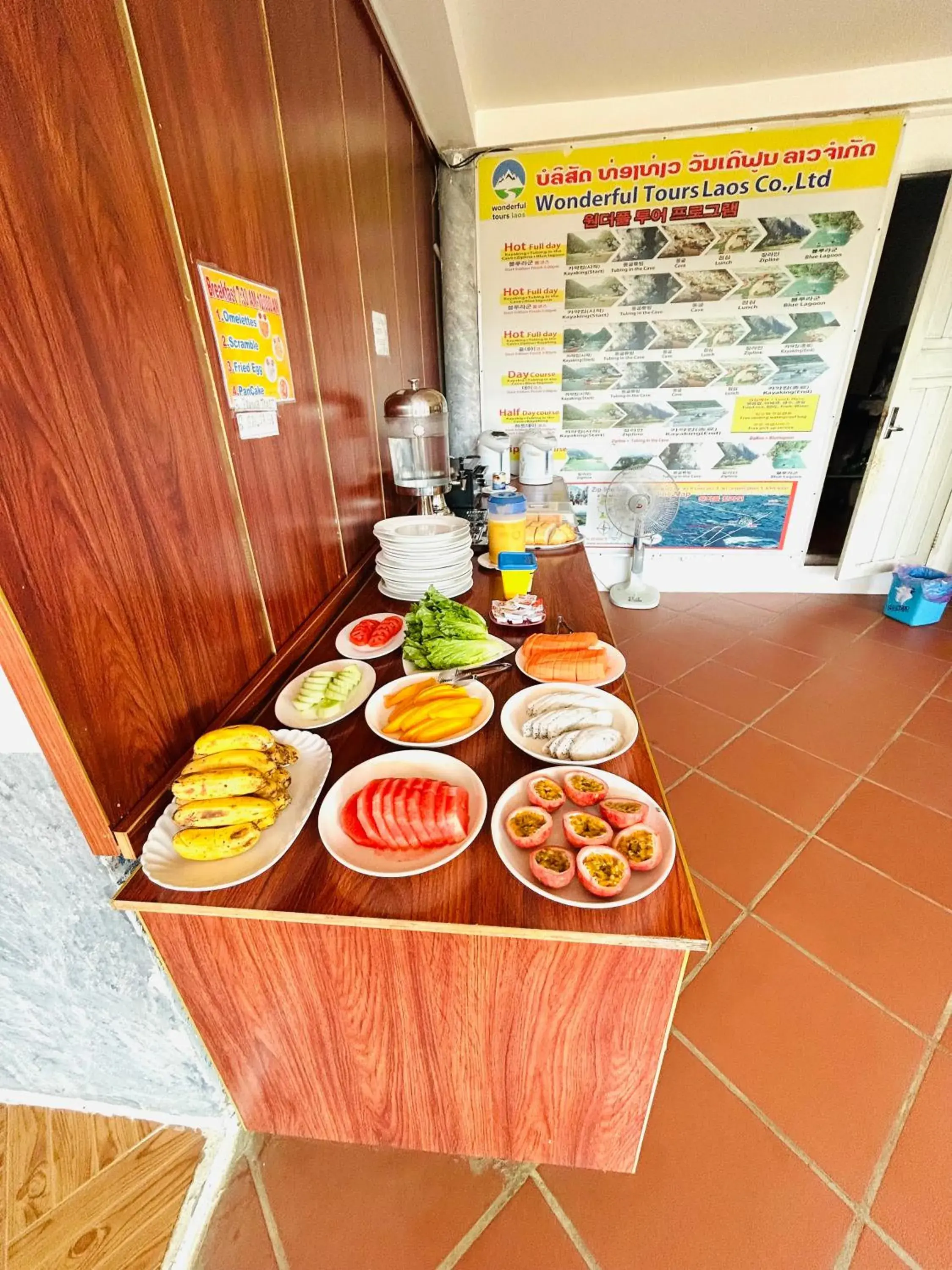 Breakfast in Vangvieng Rock Backpacker Rooftop Hostel Breakfast in Vangvieng Rock Backpacker Rooftop Hostel