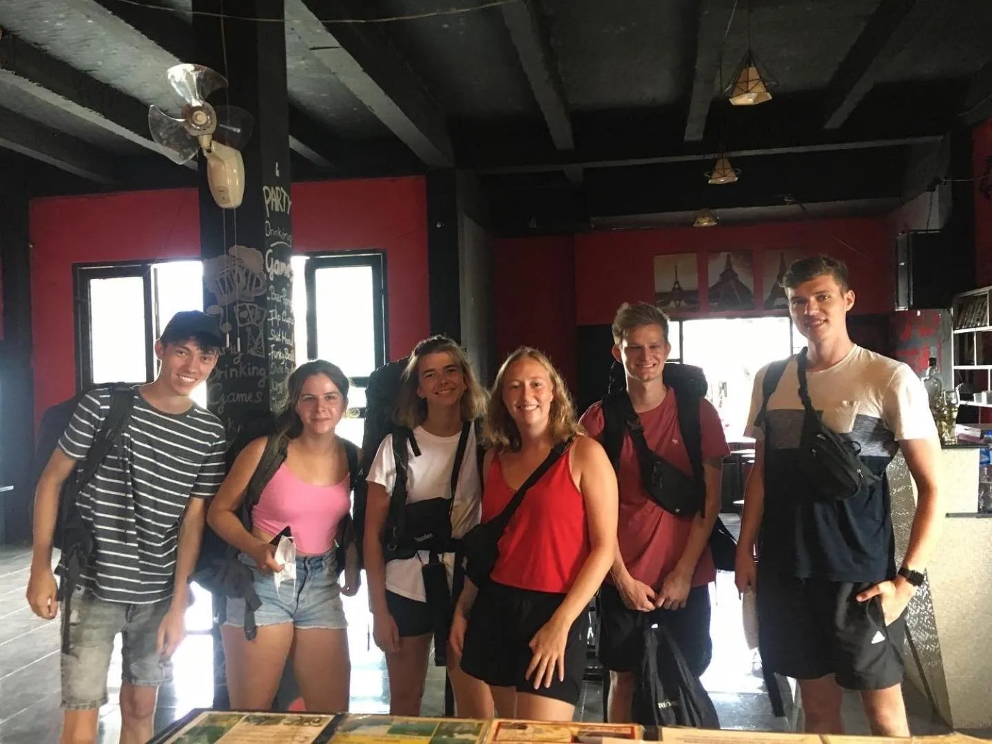 group of guests in Vangvieng Rock Backpacker Rooftop Hostel