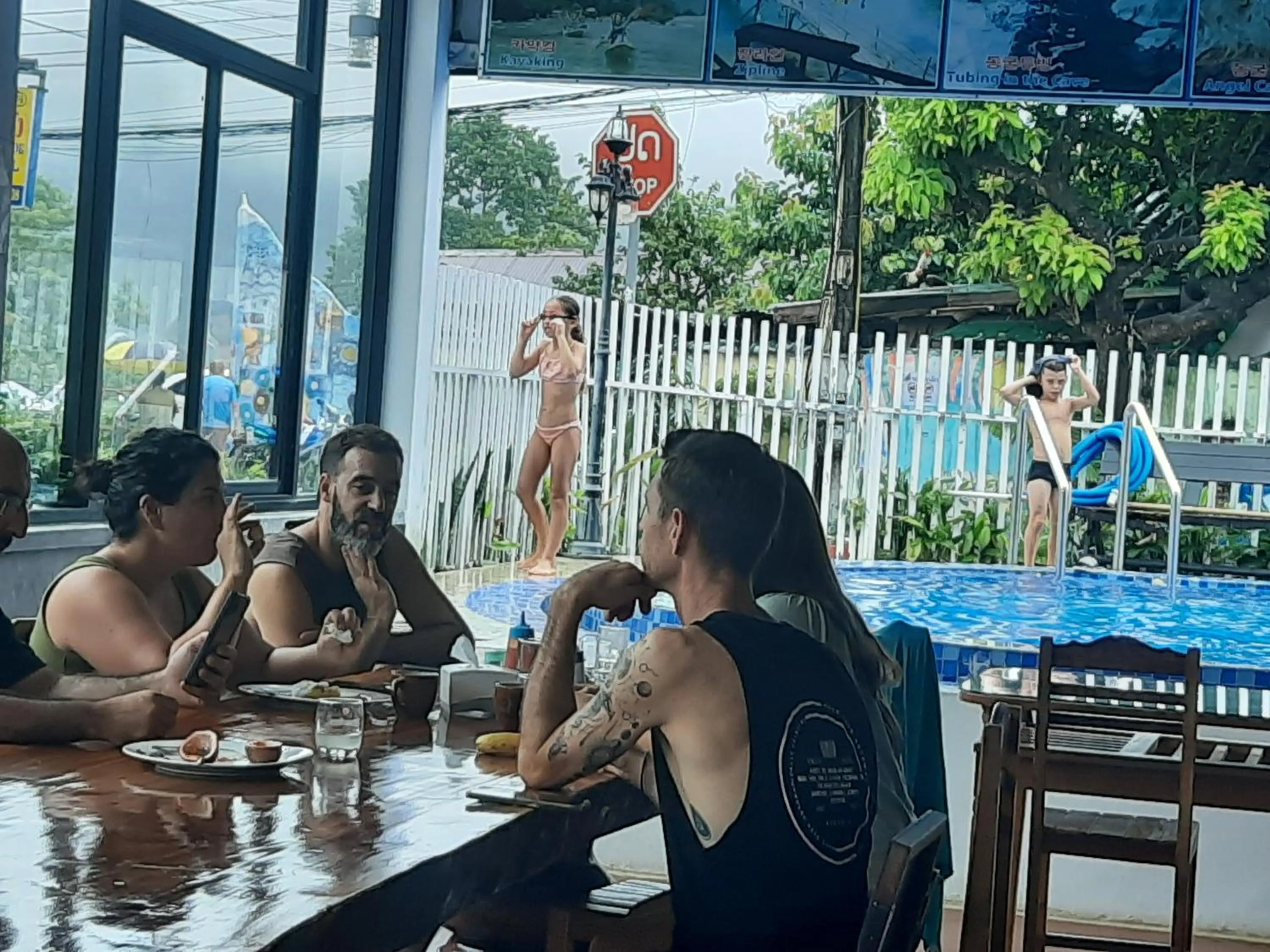 group of guests in Vangvieng Rock Backpacker Rooftop Hostel