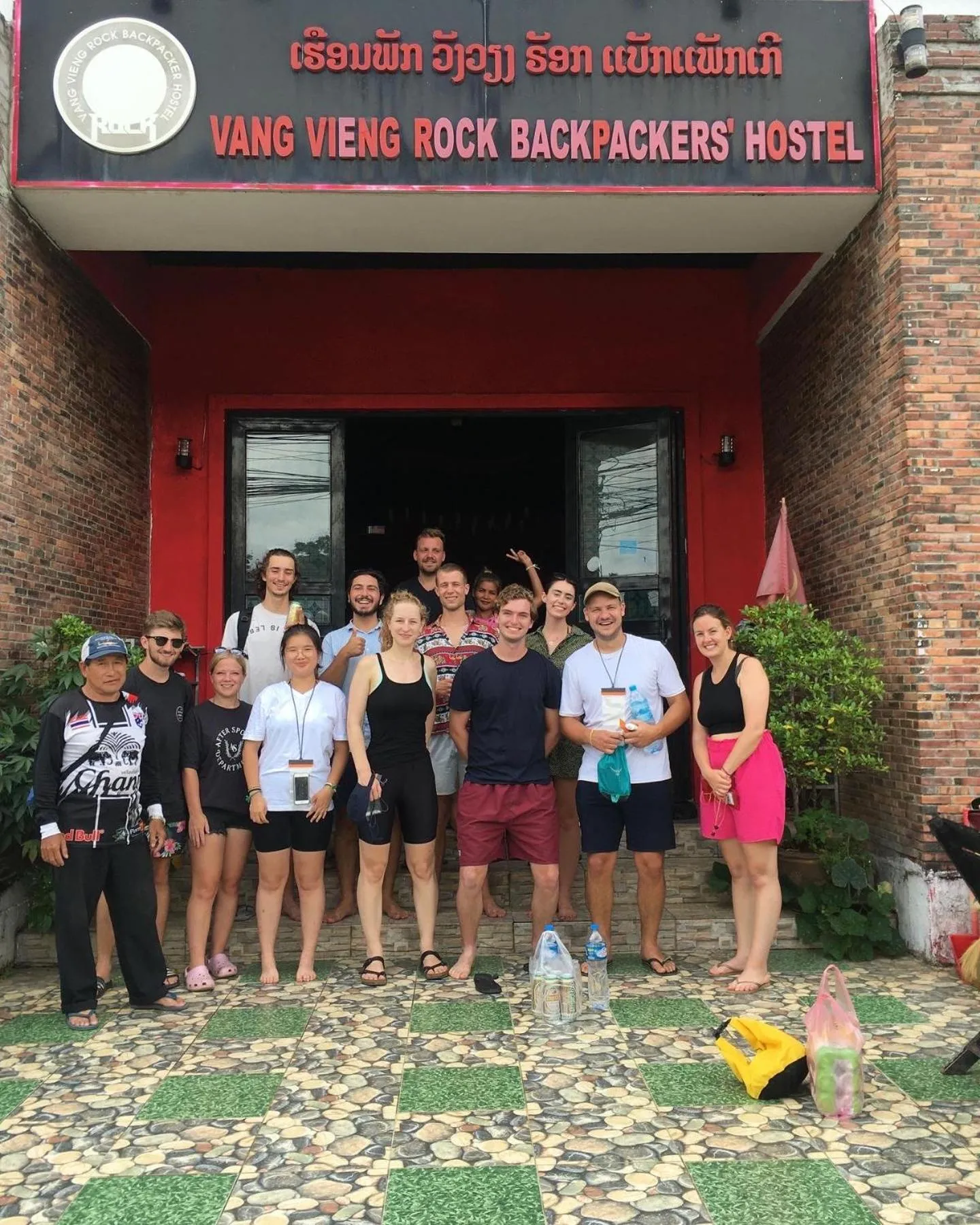 group of guests in Vangvieng Rock Backpacker Rooftop Hostel
