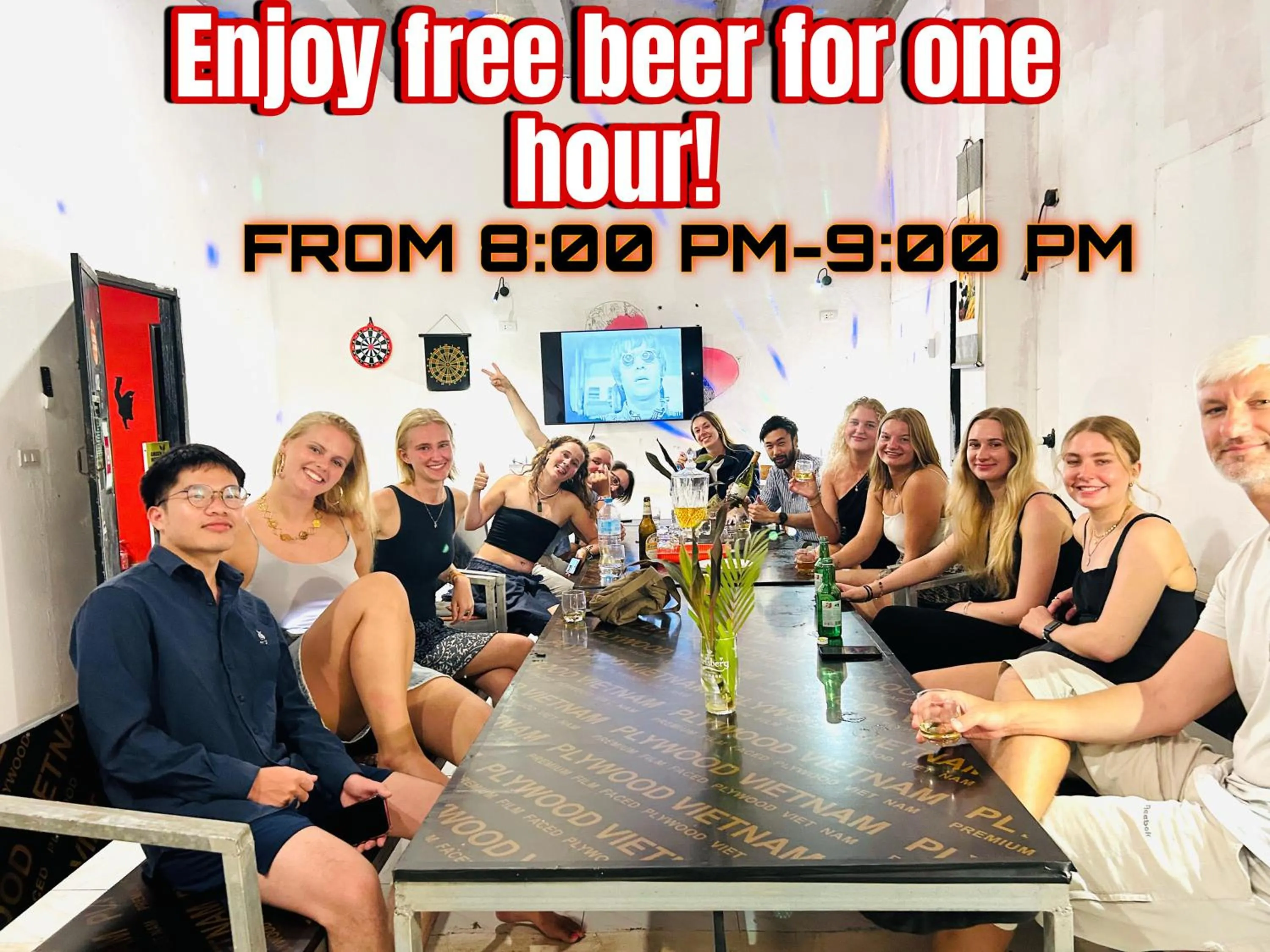 group of guests in Vangvieng Rock Backpacker Rooftop Hostel