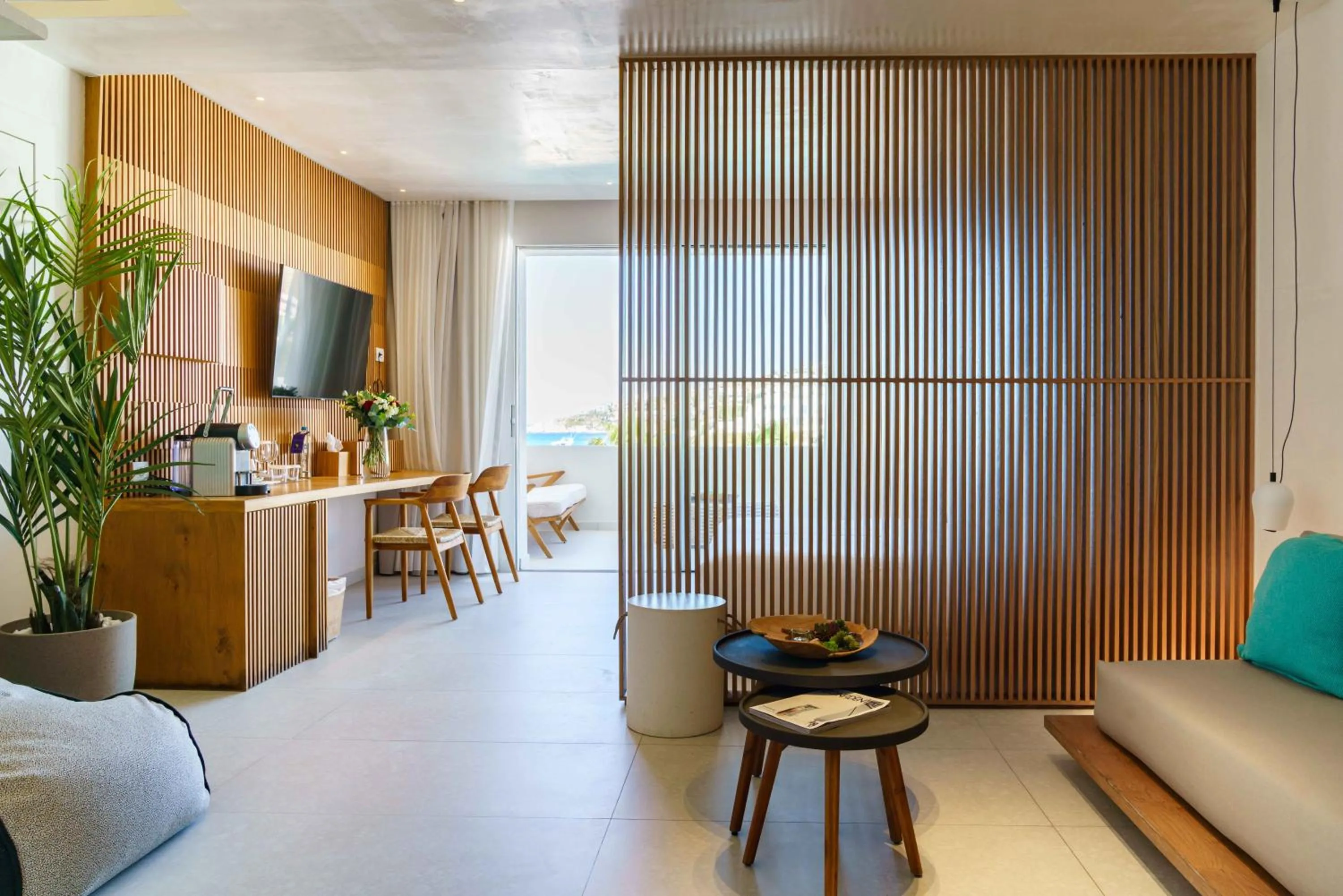 Living room in Mykonos Dove Beachfront Hotel