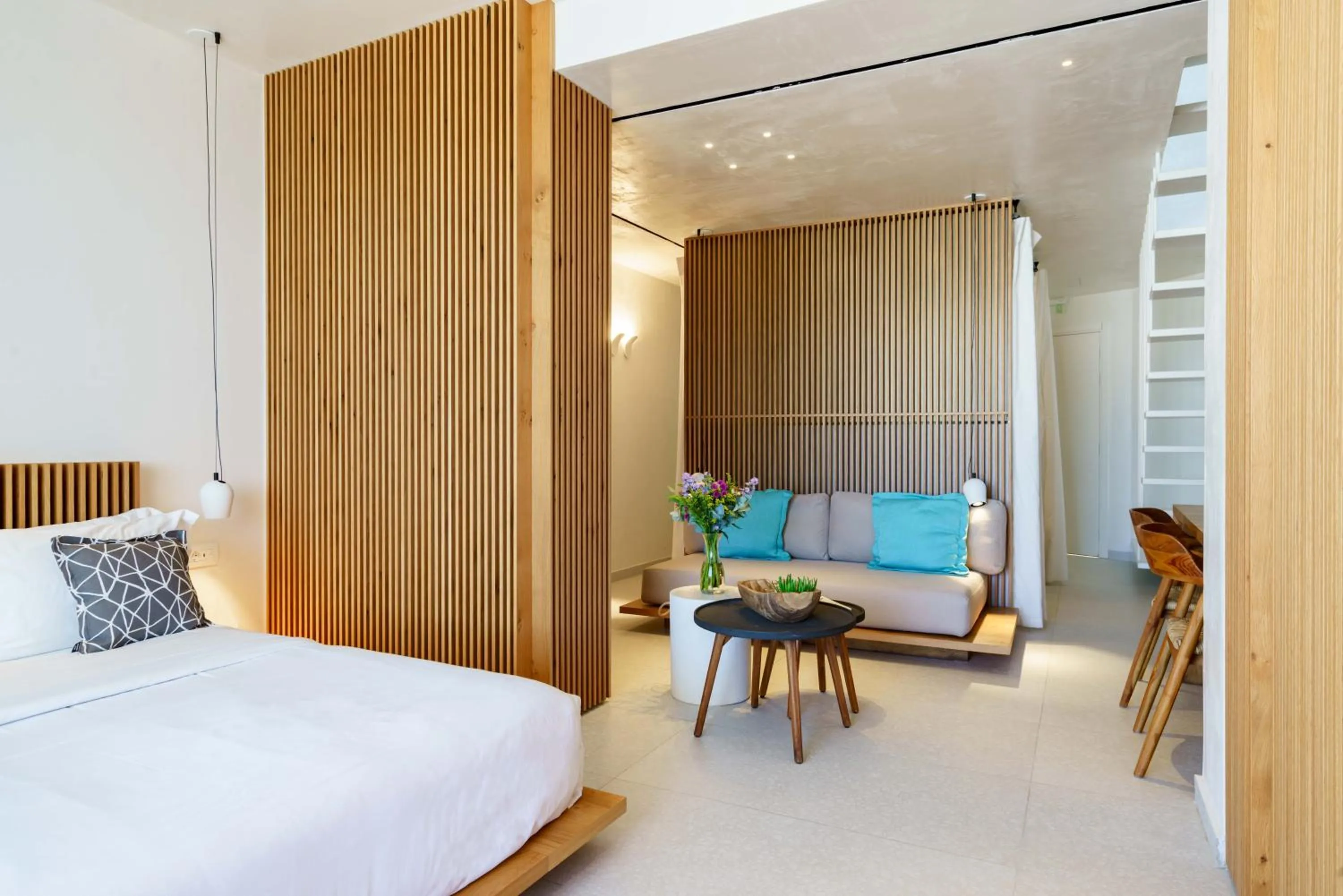 Bed in Mykonos Dove Beachfront Hotel