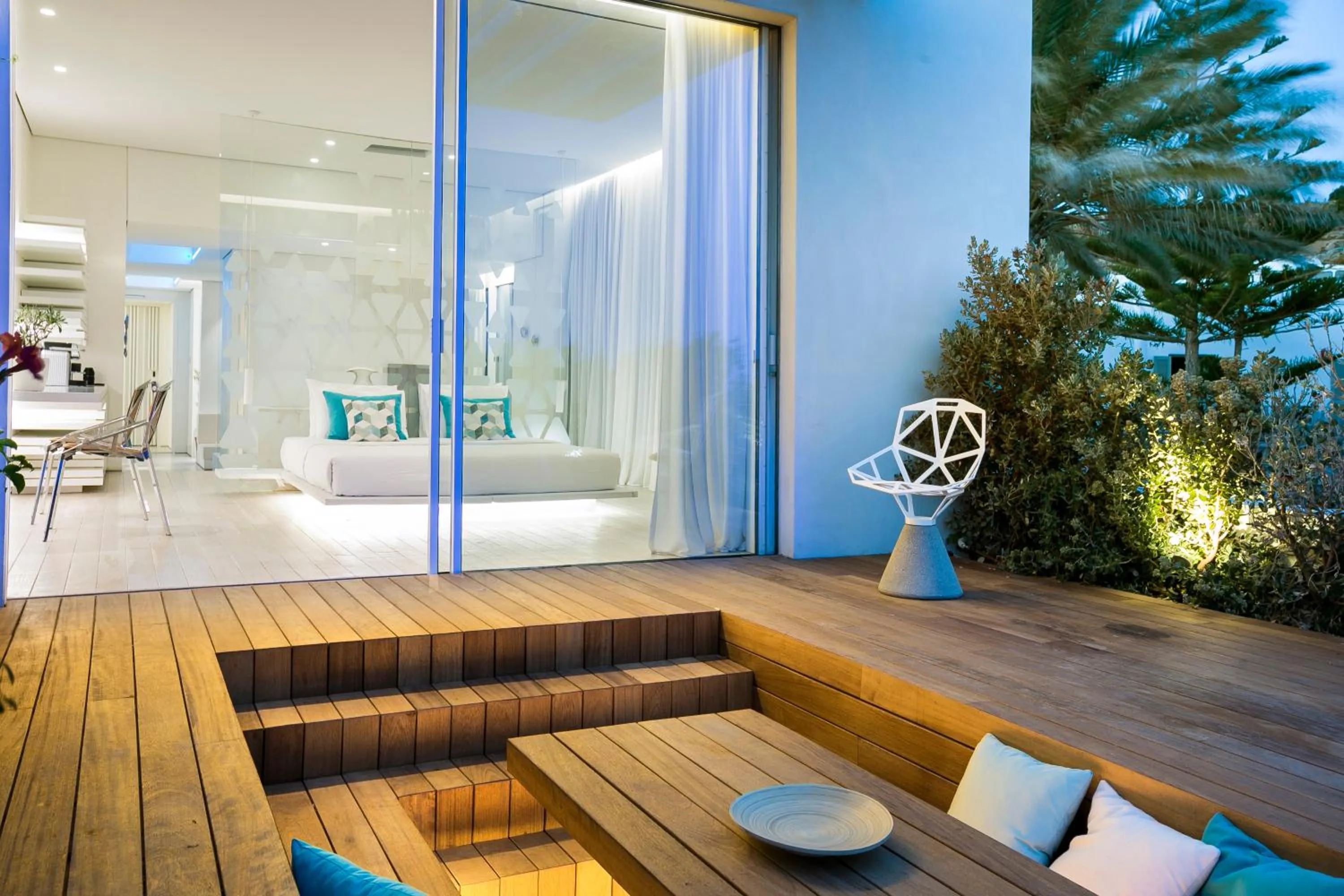 Patio in Mykonos Dove Beachfront Hotel