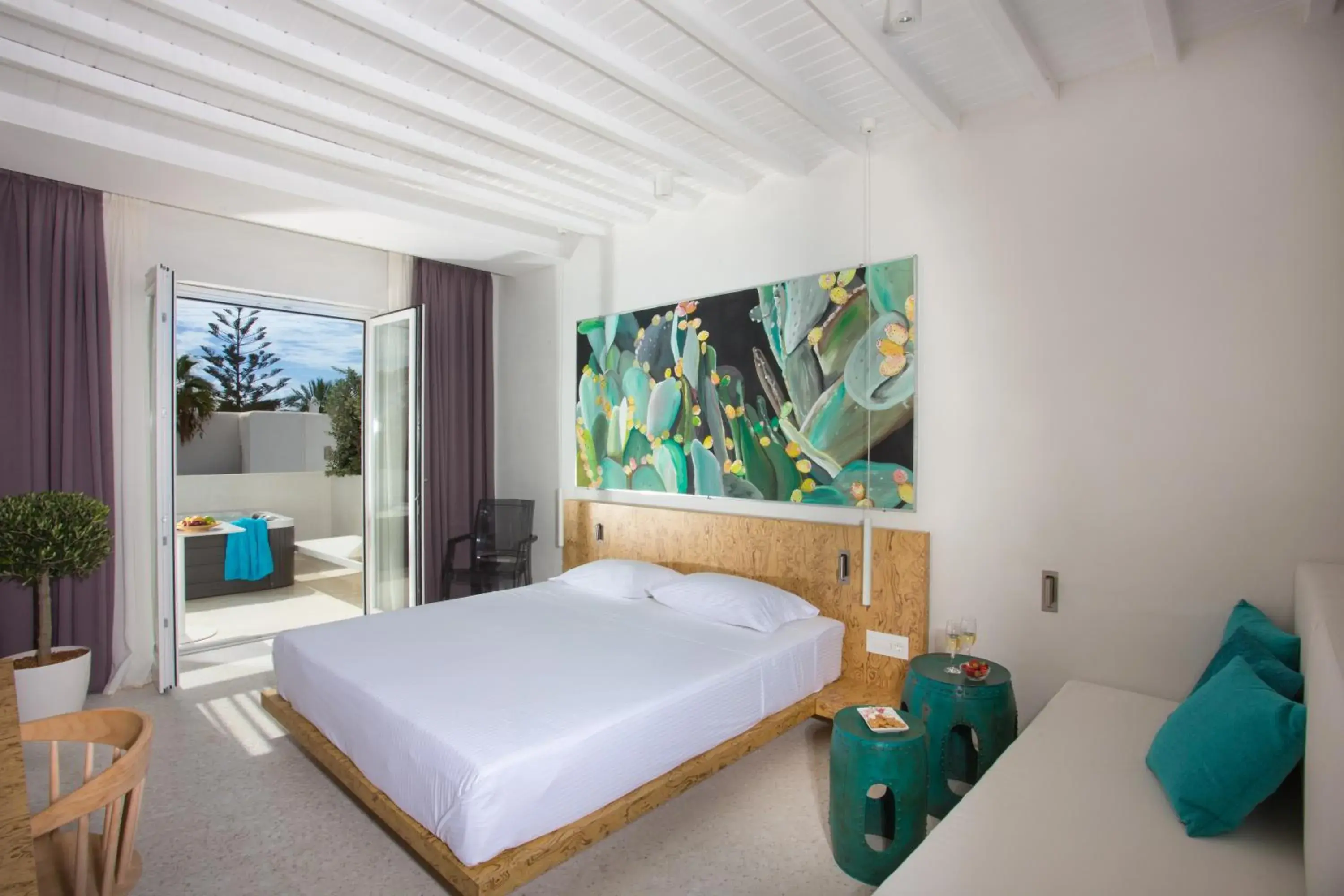 Bed in Mykonos Dove Beachfront Hotel Bed in Mykonos Dove Beachfront Hotel