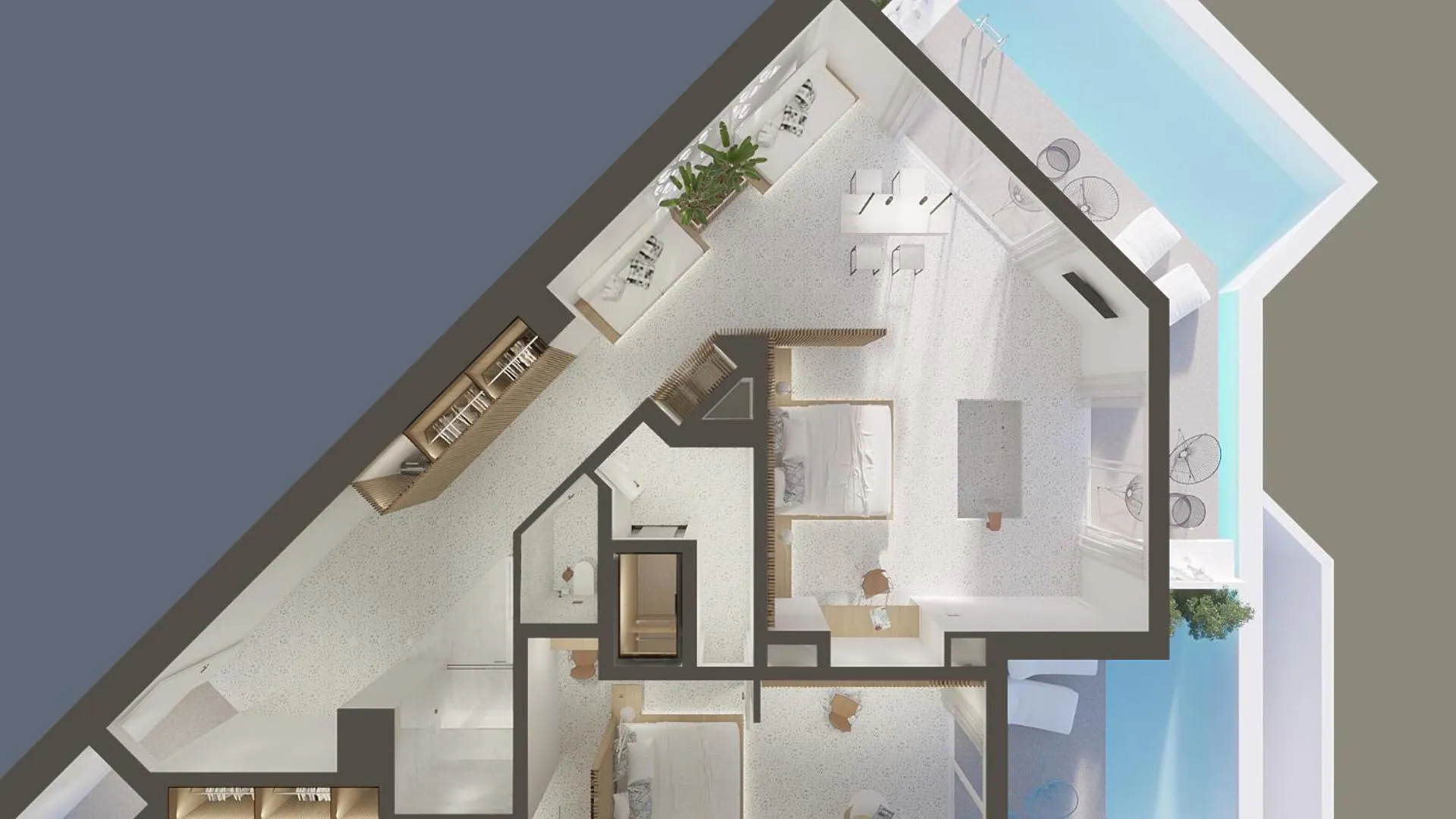 Floor plan in Mykonos Dove Beachfront Hotel