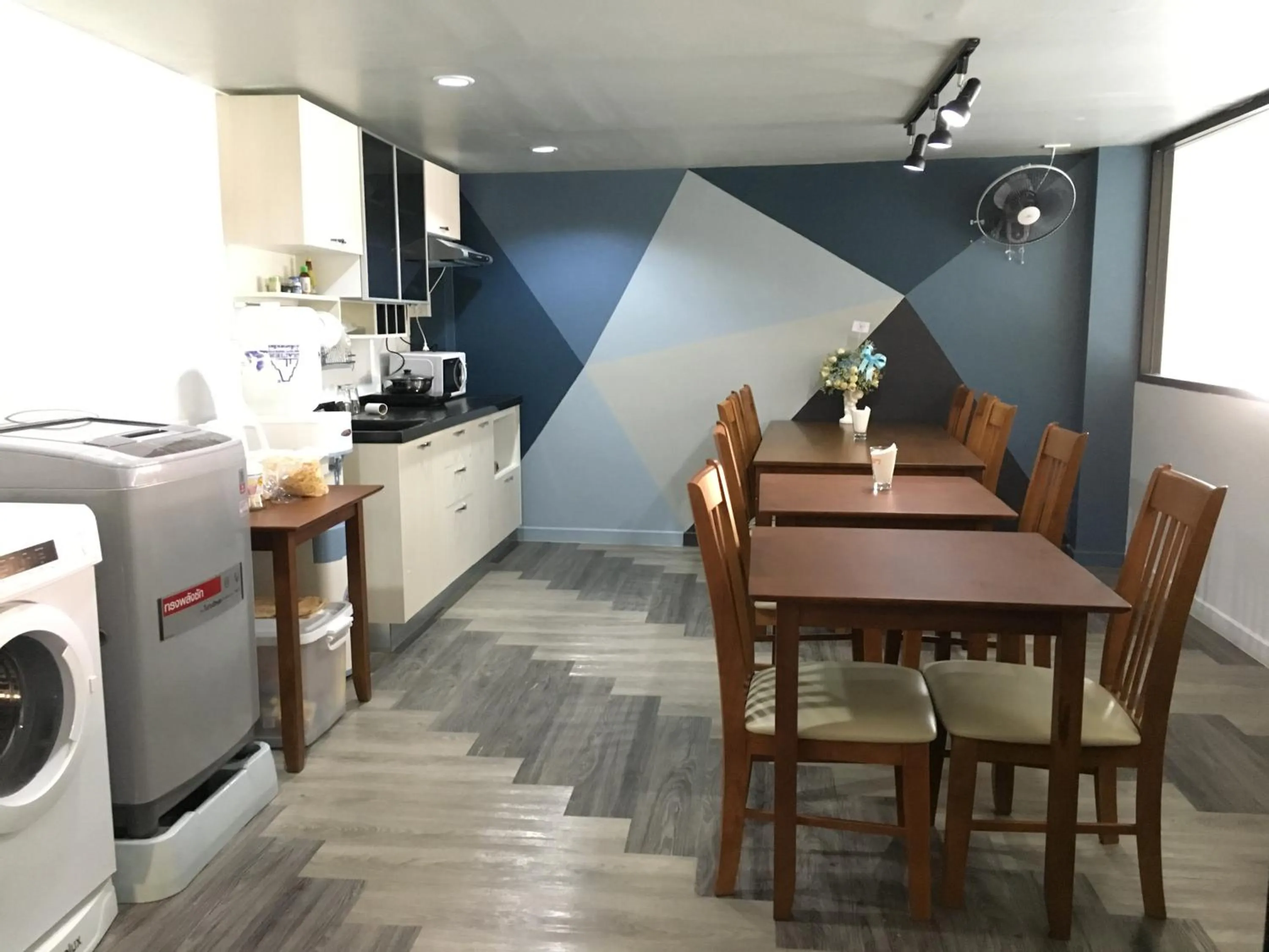 Communal kitchen in The August Hostel