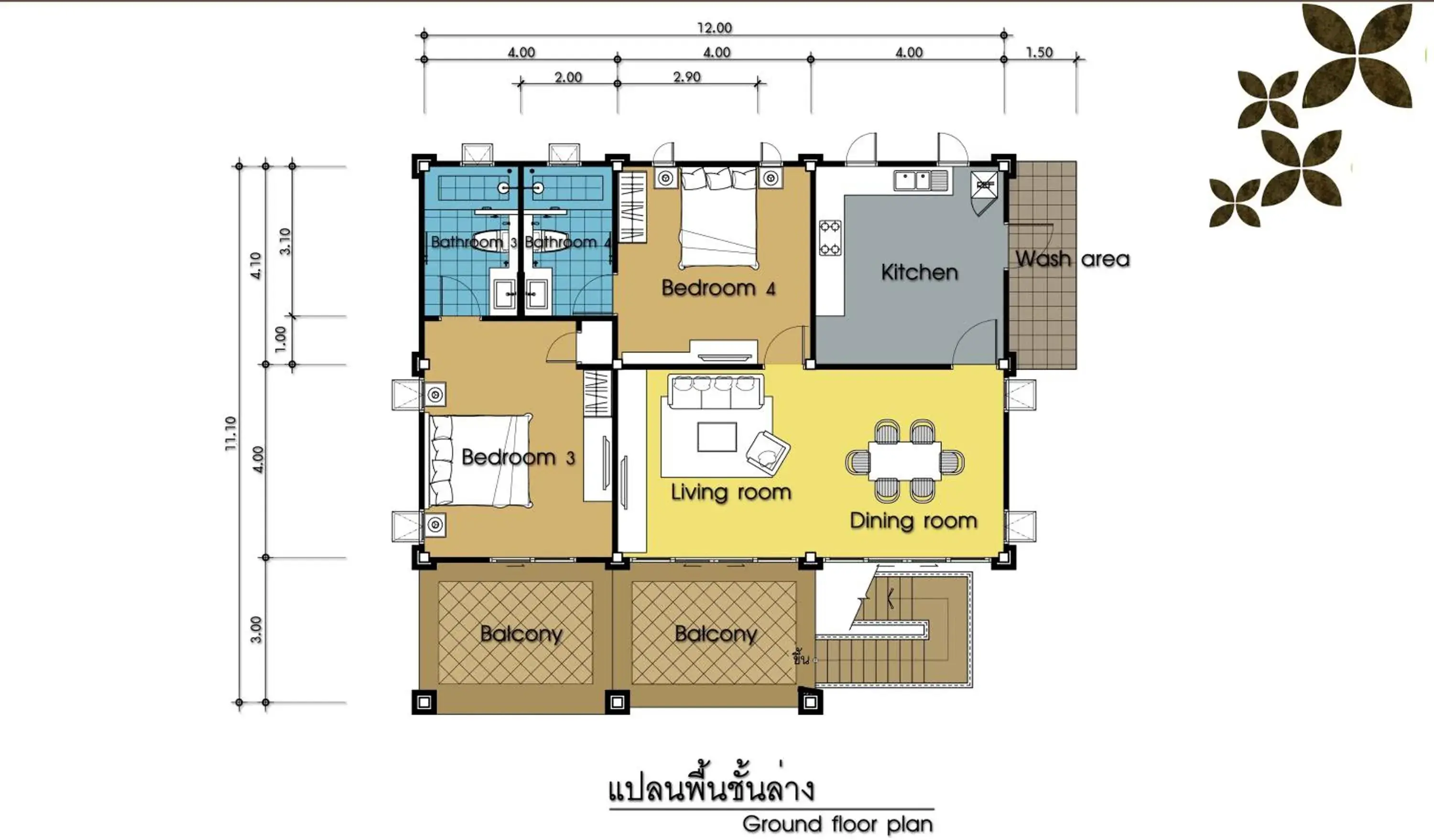 Floor plan in The Best Ao Nang Villas Floor plan in The Best Ao Nang Villas