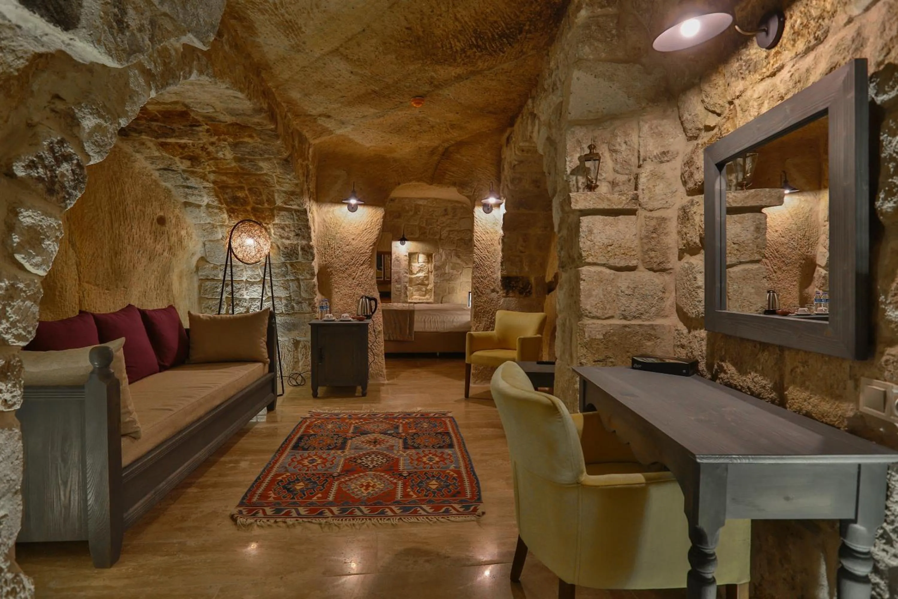 Seating area in Acropolis Cave Suite