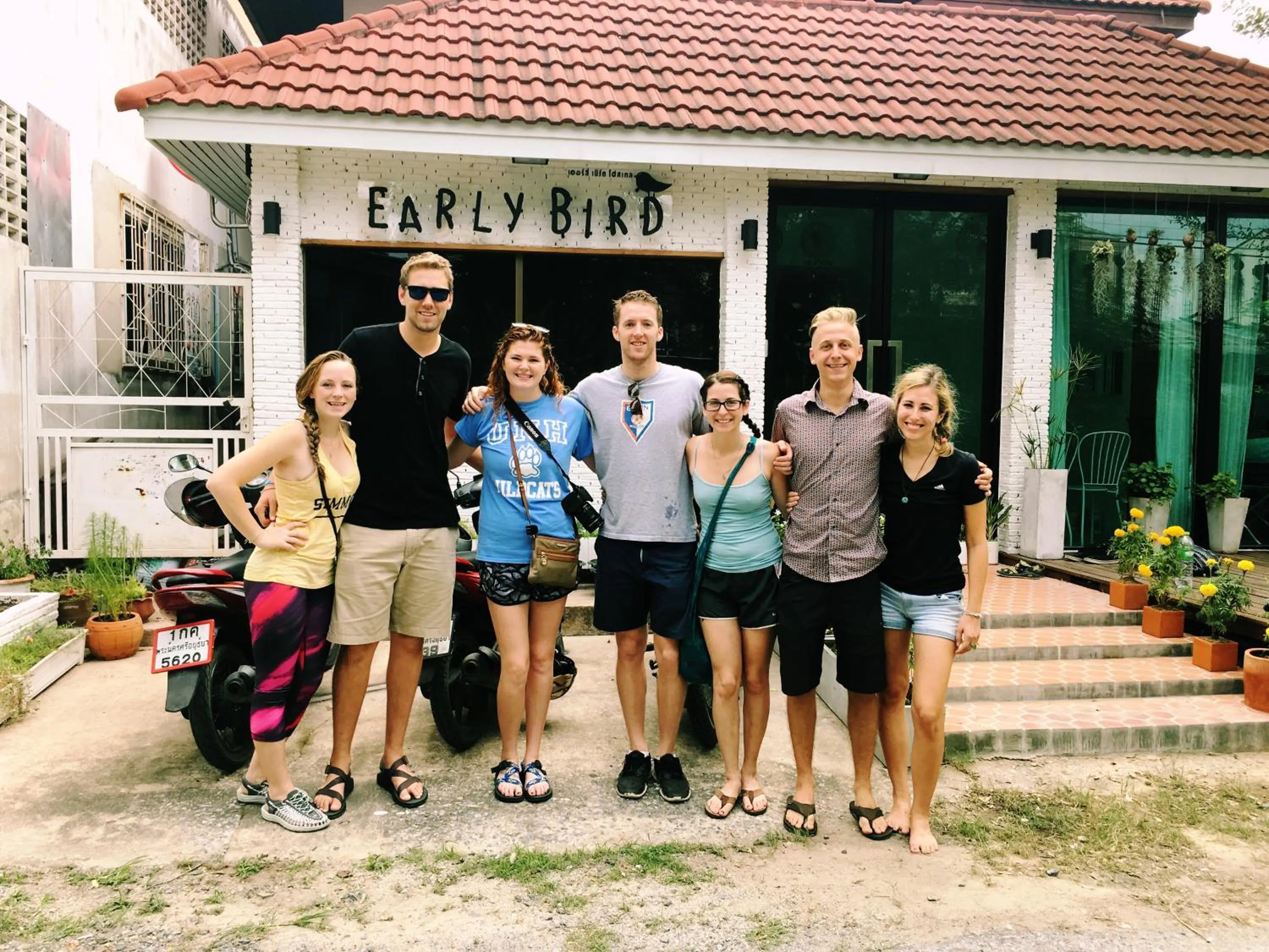 group of guests in Early Bird Hostel Ayutthaya