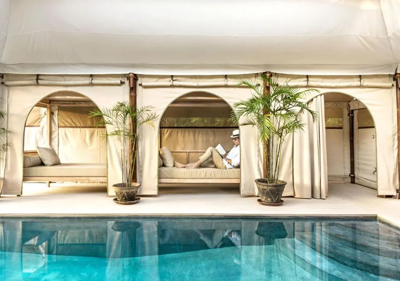 Pool view in The Beige Pool view in The Beige