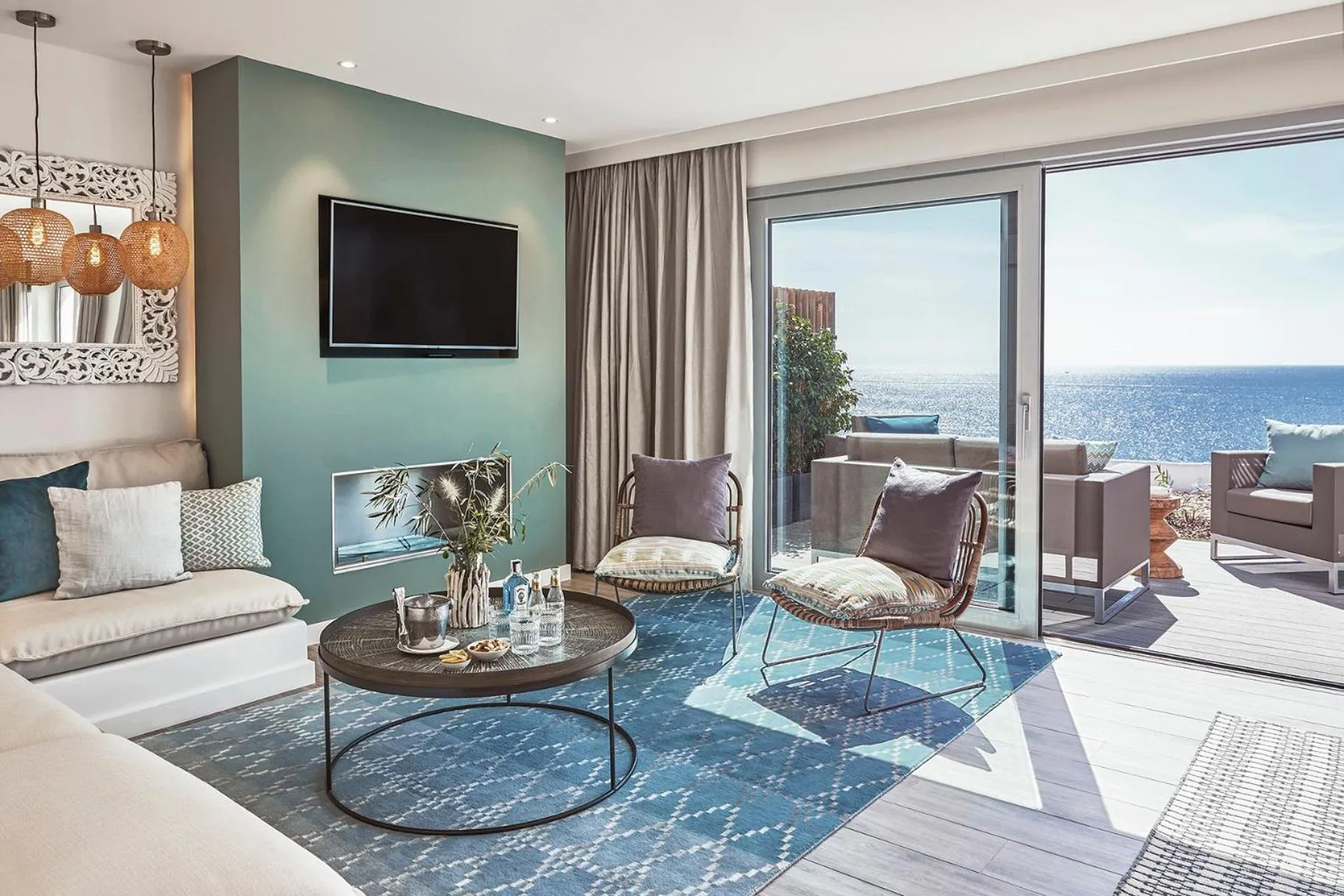 Communal lounge/ TV room in 7Pines Resort Ibiza, part of Destination by Hyatt