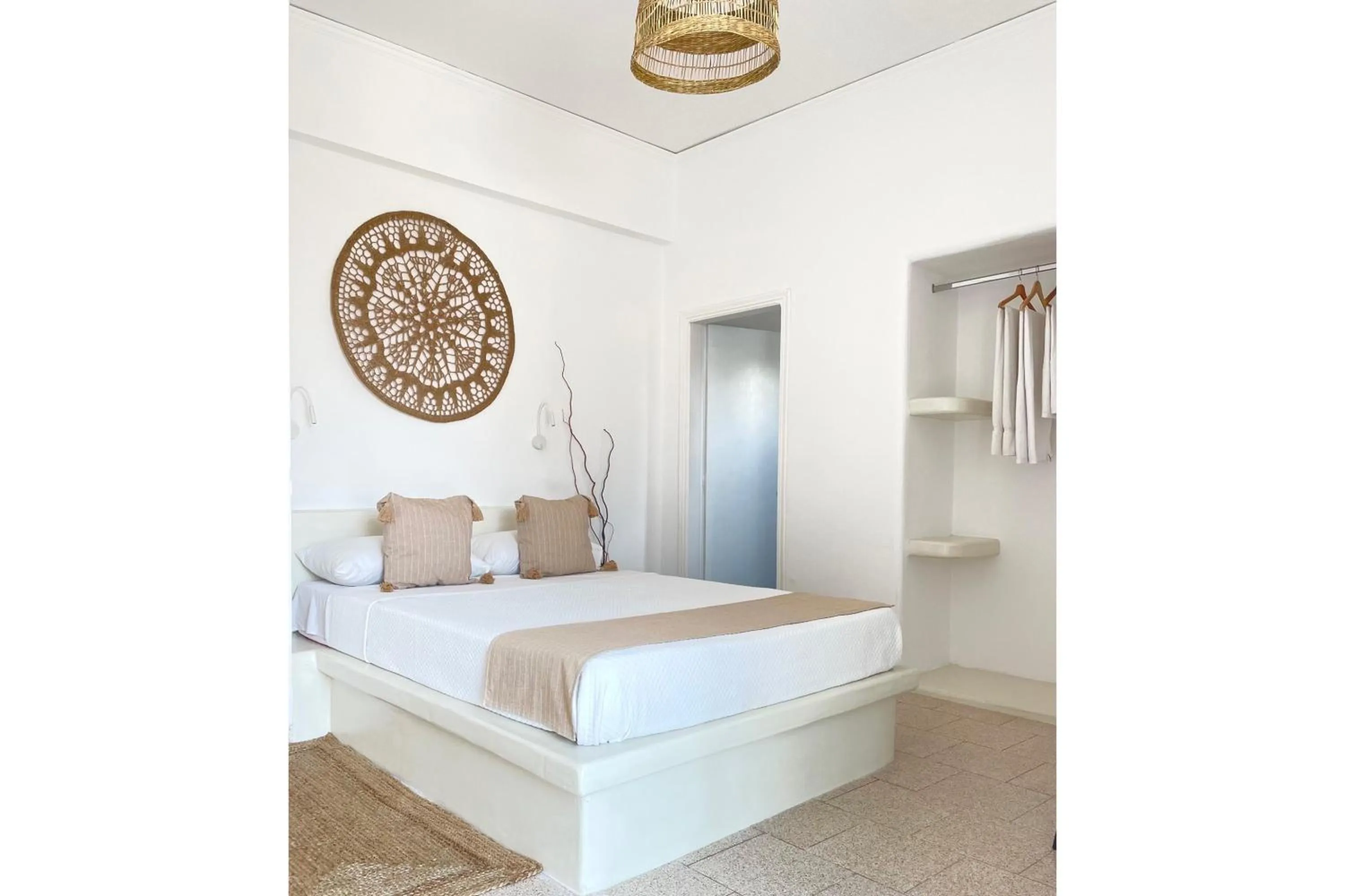 Bed in Cal Day Rooms Santorini