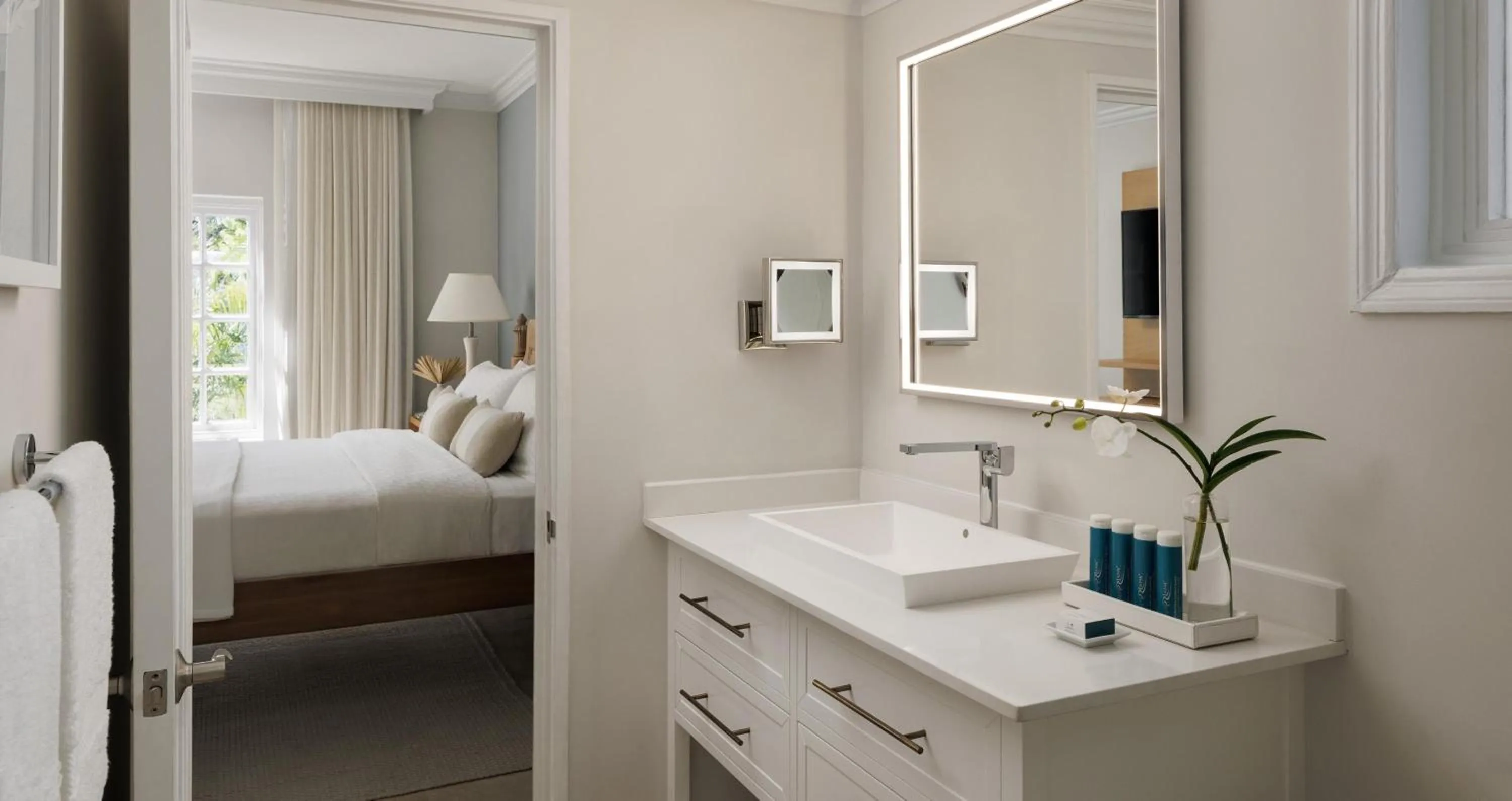 Bathroom, Bed in Sandals Ochi Beach All Inclusive Resort - Couples Only