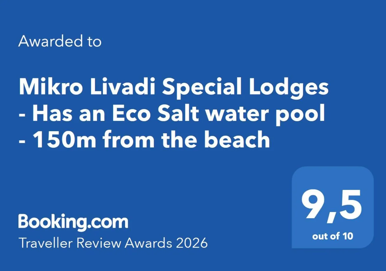 Certificate/Award in Mikro Livadi Special Lodges - Has an Eco Salt water pool - 150m from the beach