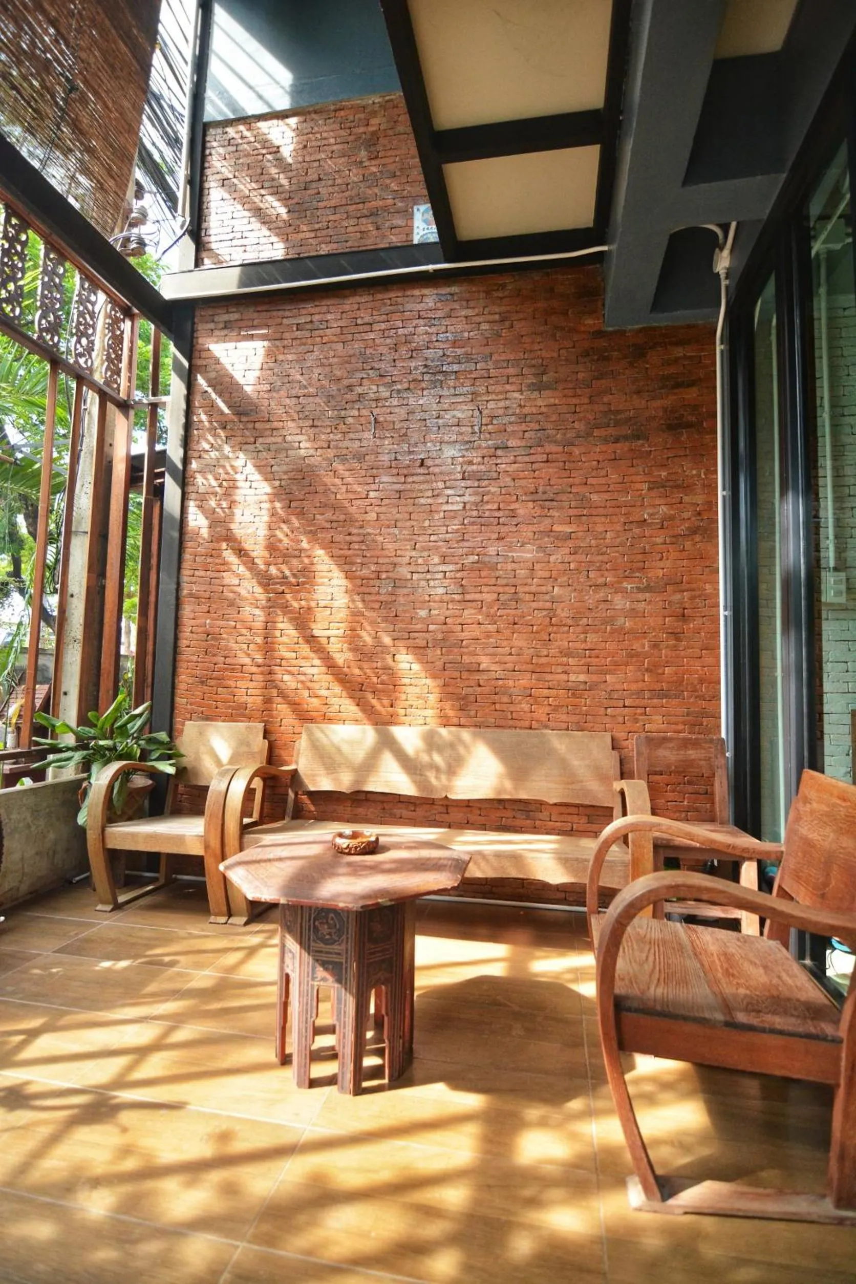 Seating area in The Corner's unique house
