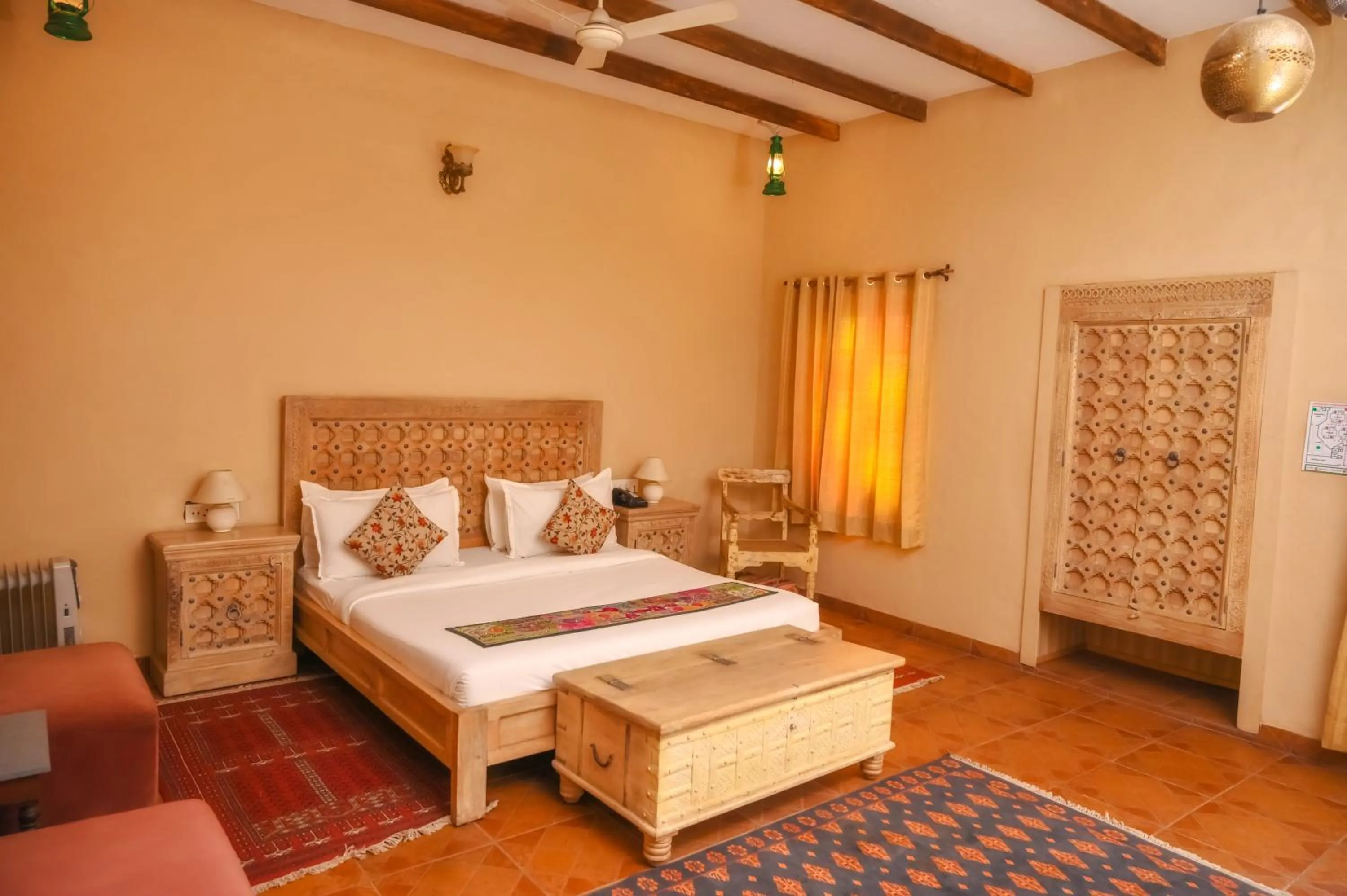 Bed in WelcomHeritage Ranjitvilas