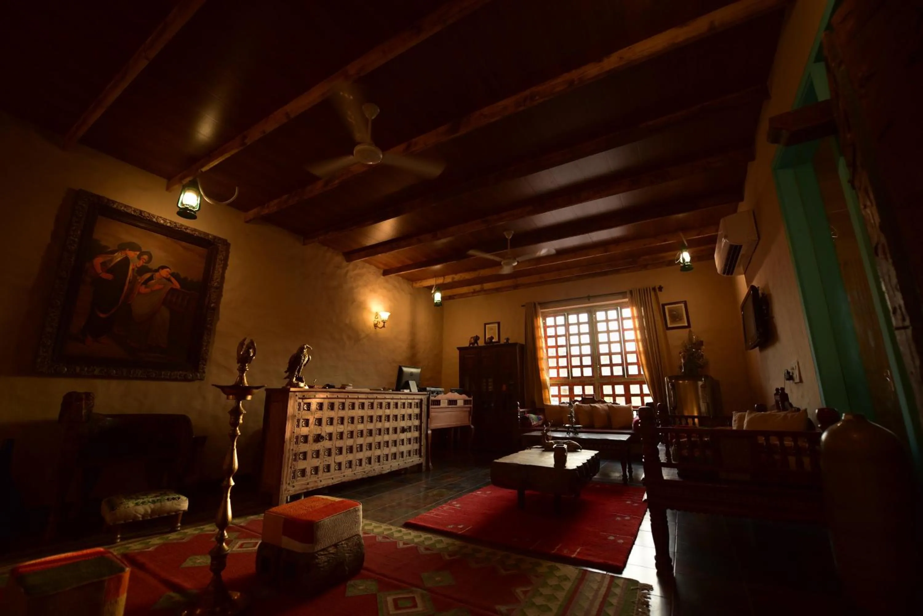 Lobby or reception, Bed in WelcomHeritage Ranjitvilas