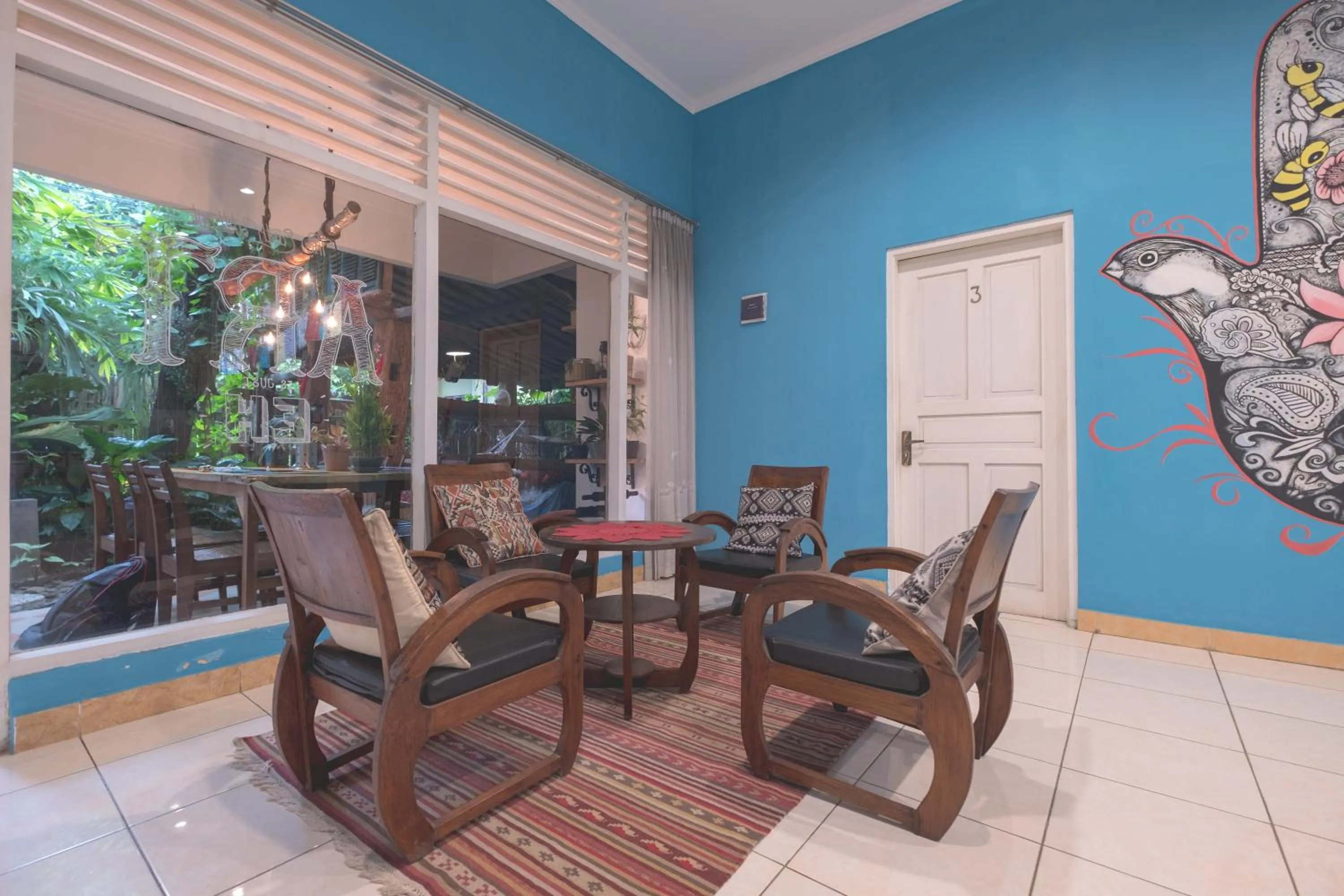 Seating area in Happy Buddha Yogyakarta