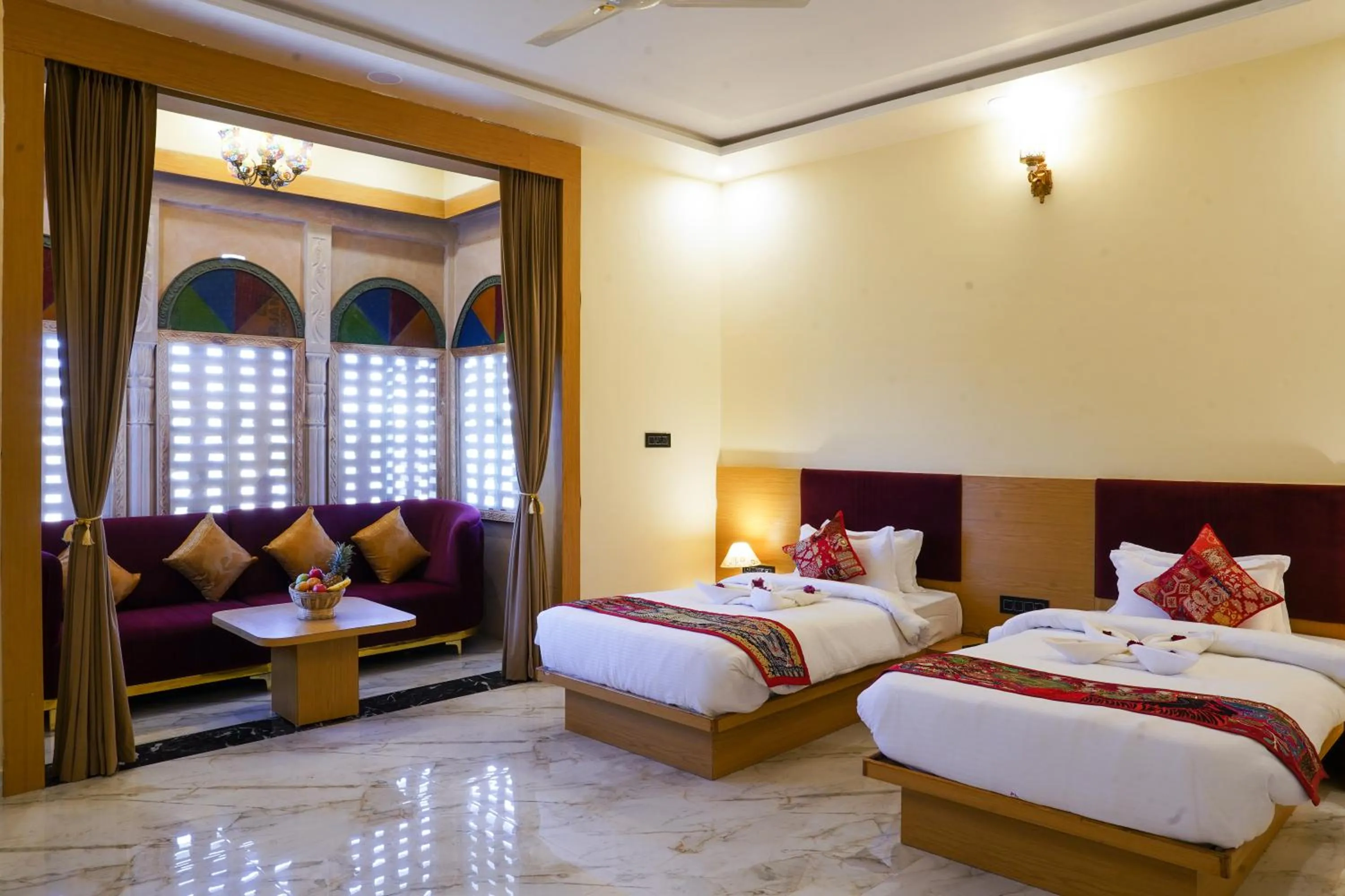 Bed in Hotel Pushkar Legacy