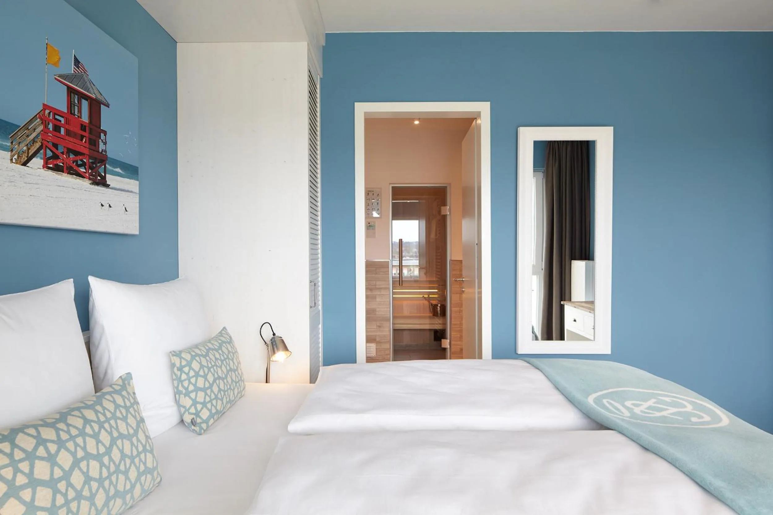 Bedroom, Bed in Beach Apartments Heiligenhafen