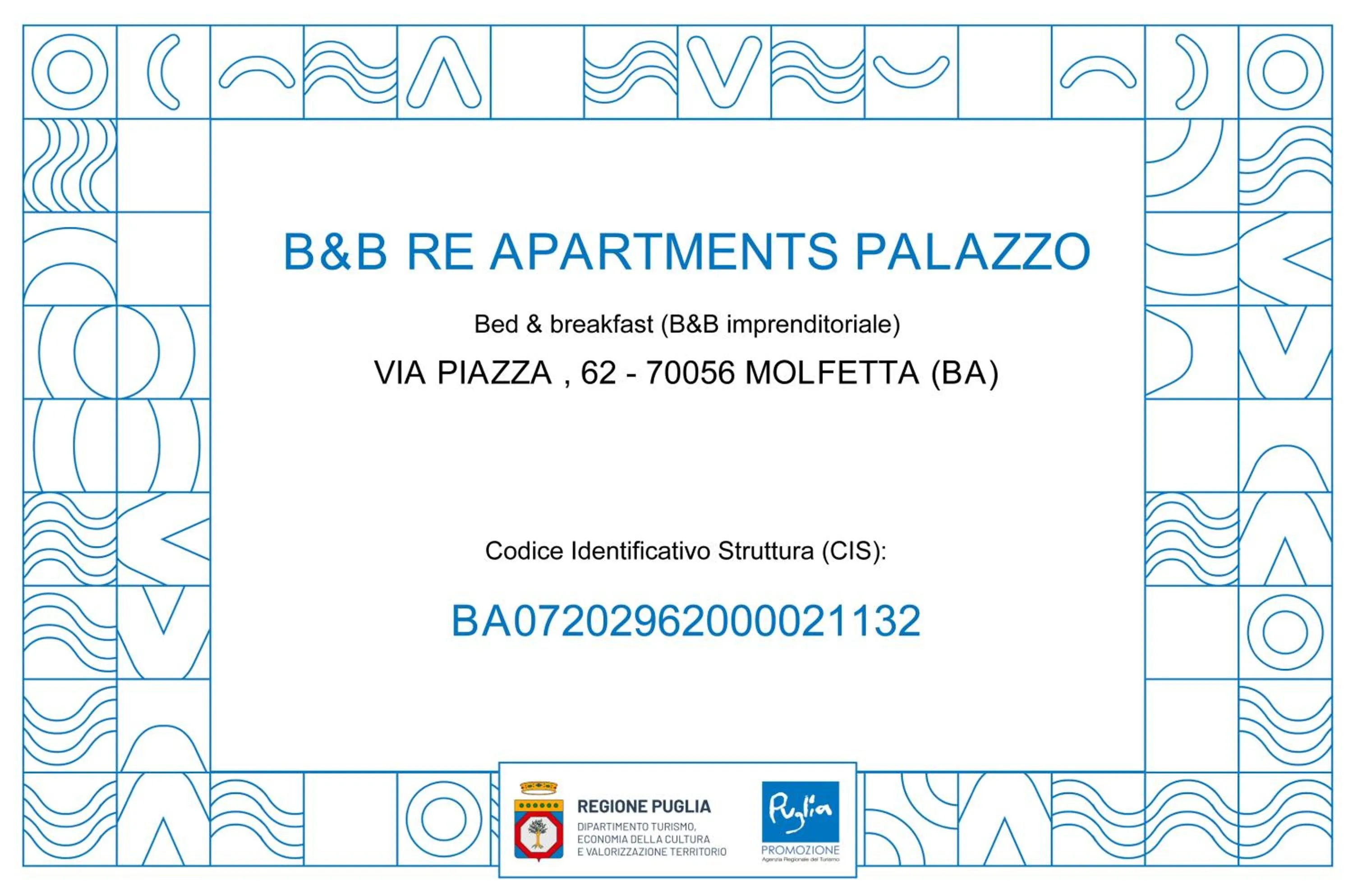 Logo/Certificate/Sign in B&B re apartments Palazzo Muscati