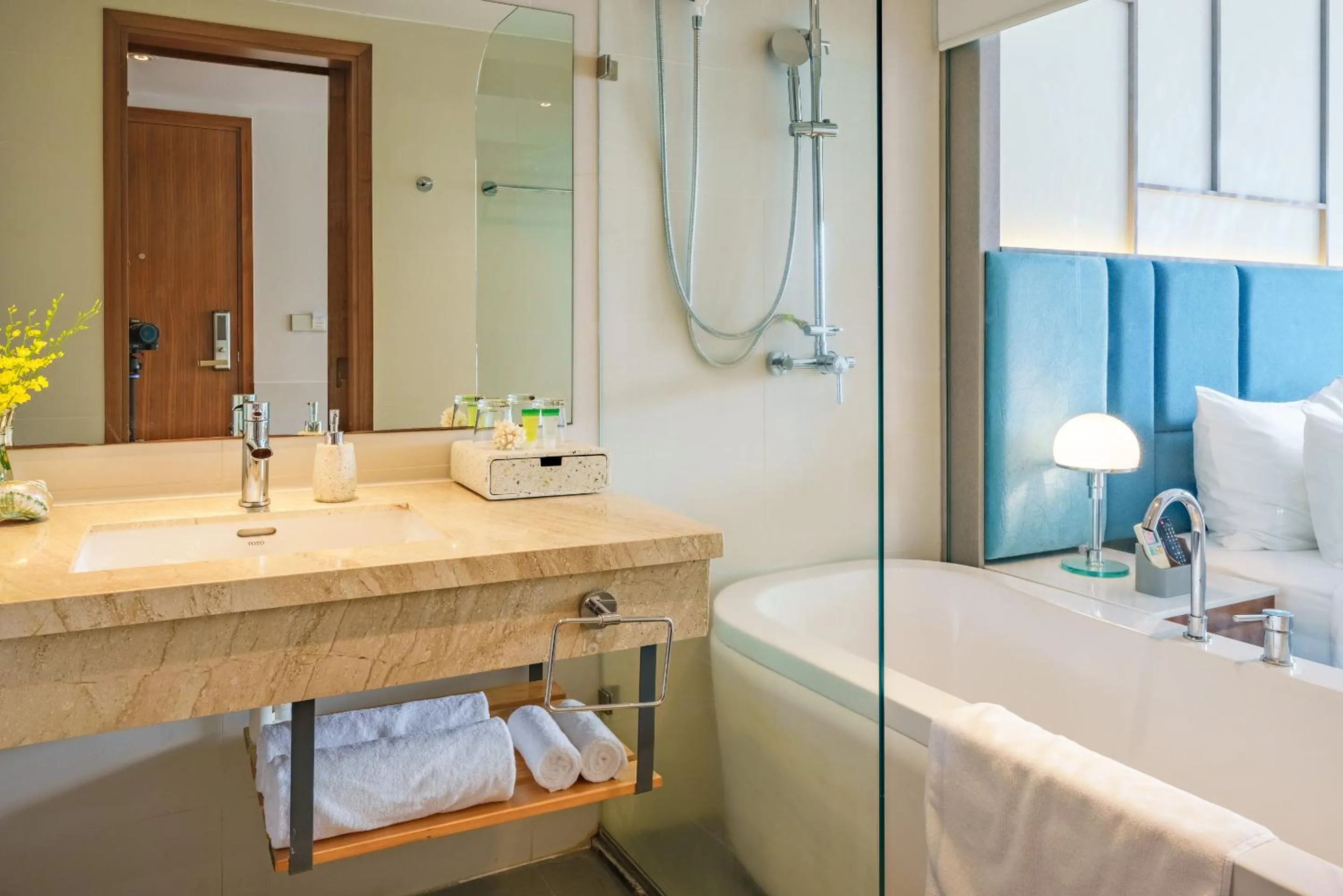 Bathroom, Bed in Seaesta Nha Trang Hotel