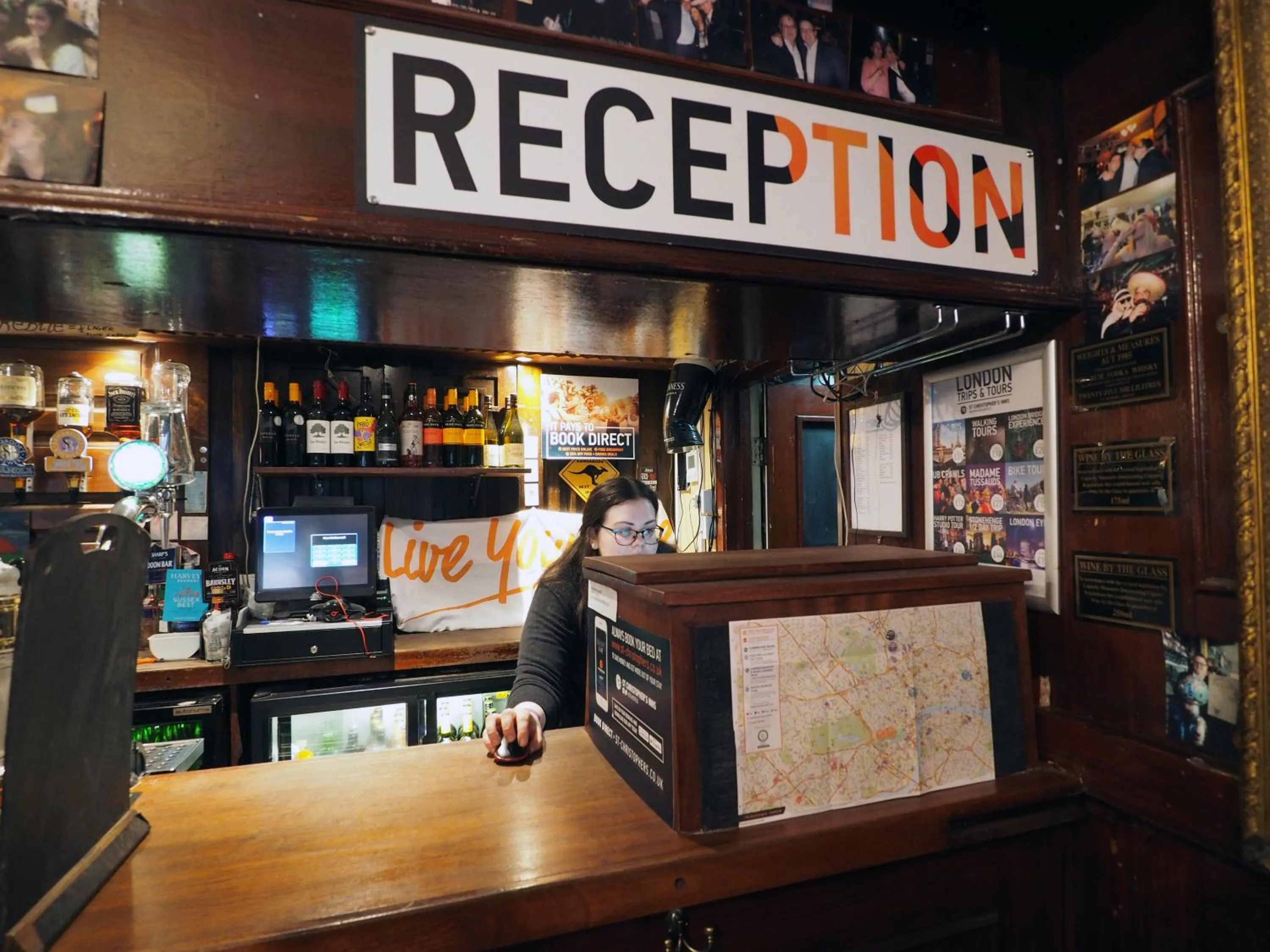 Lobby or reception in St Christopher's Inn Liverpool Street