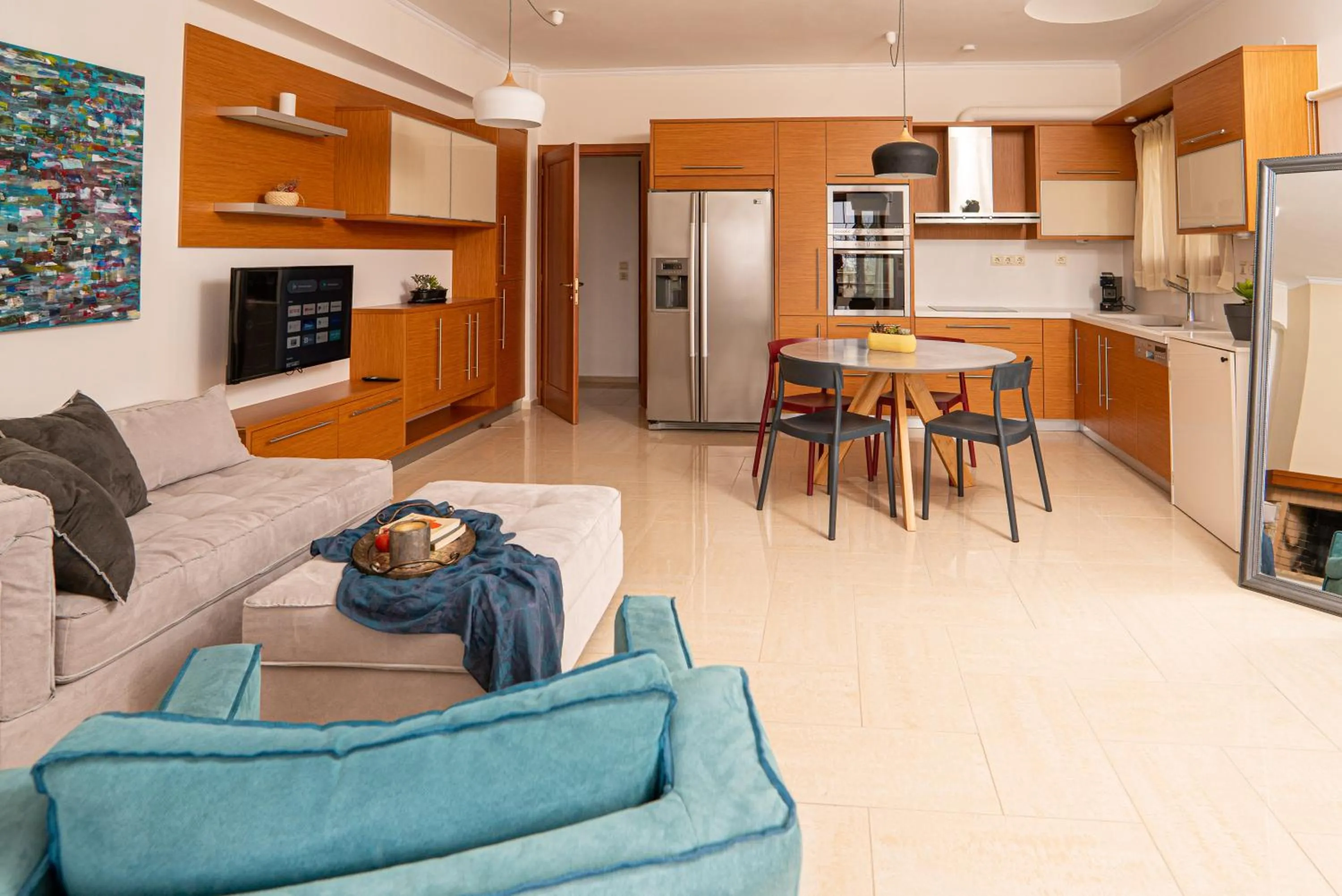 Living room in Contemporary 2 bedroom apt 5 min walk from Kissamos center