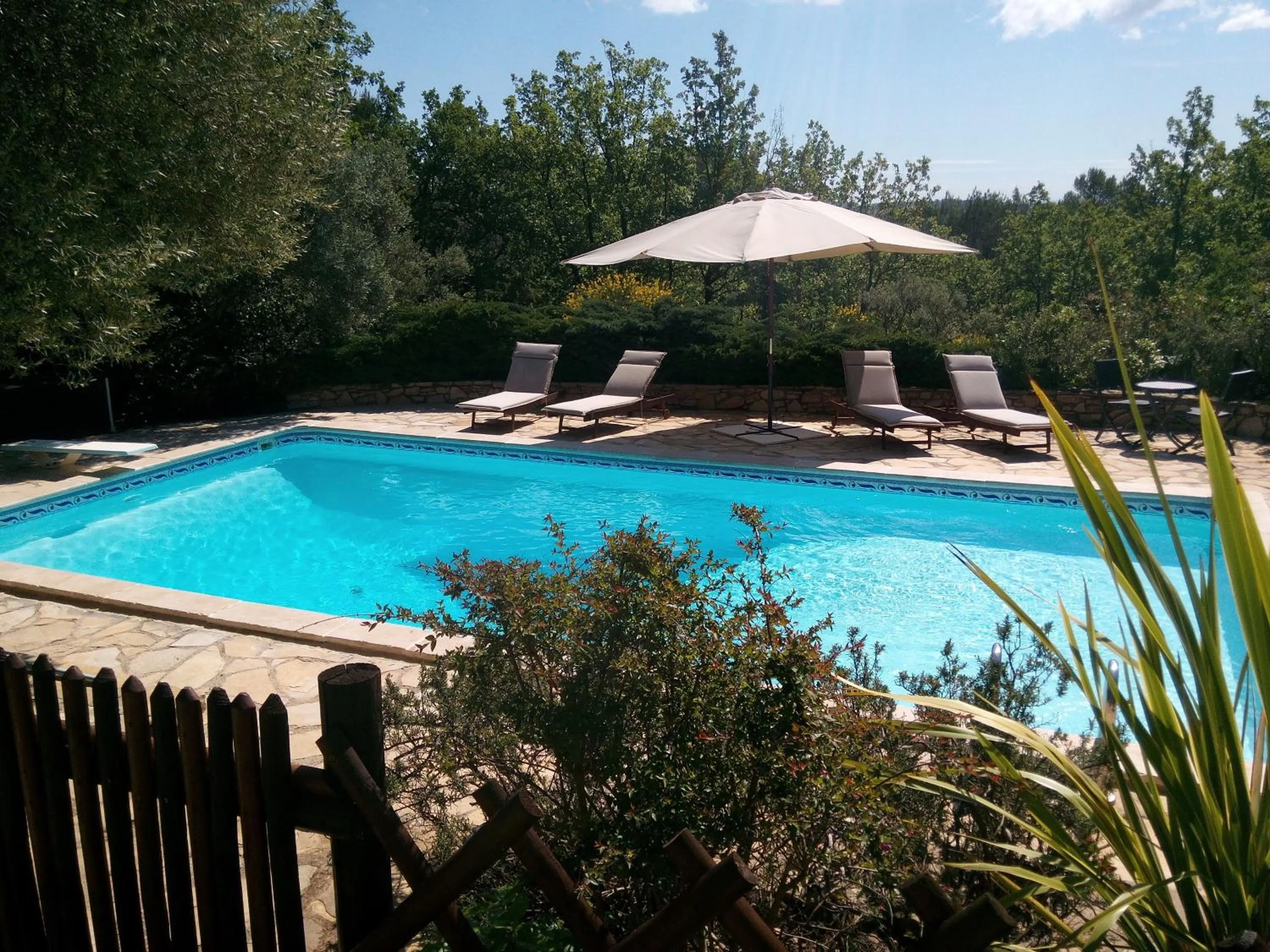 Pool view in Gite Les Oliviers
